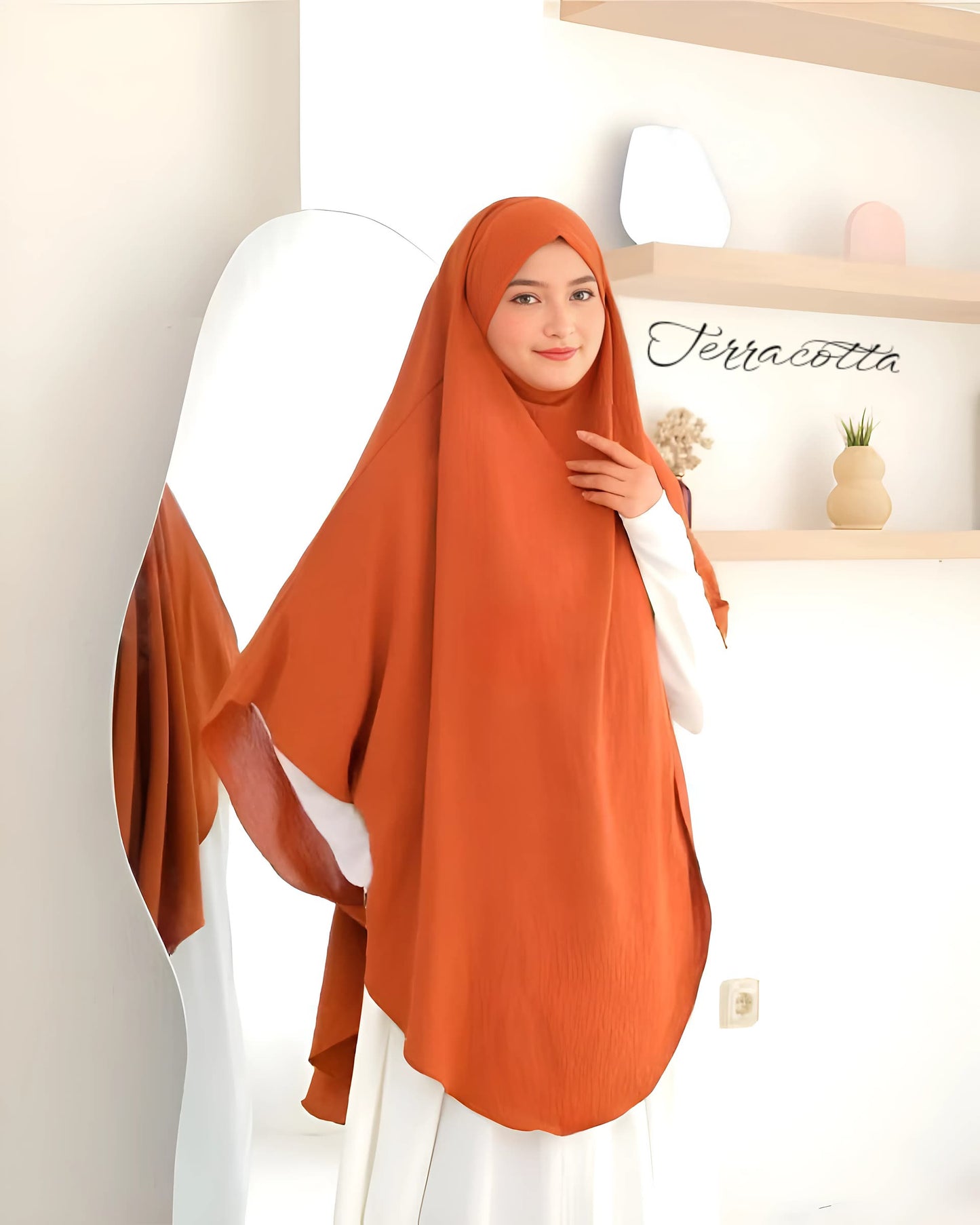 French Khimar Instant Hijab | Crinkle Airflow Modest Jilbab with Niqab | V-Cut Oval Design | Muslim Women Headwear | Daily & Prayer