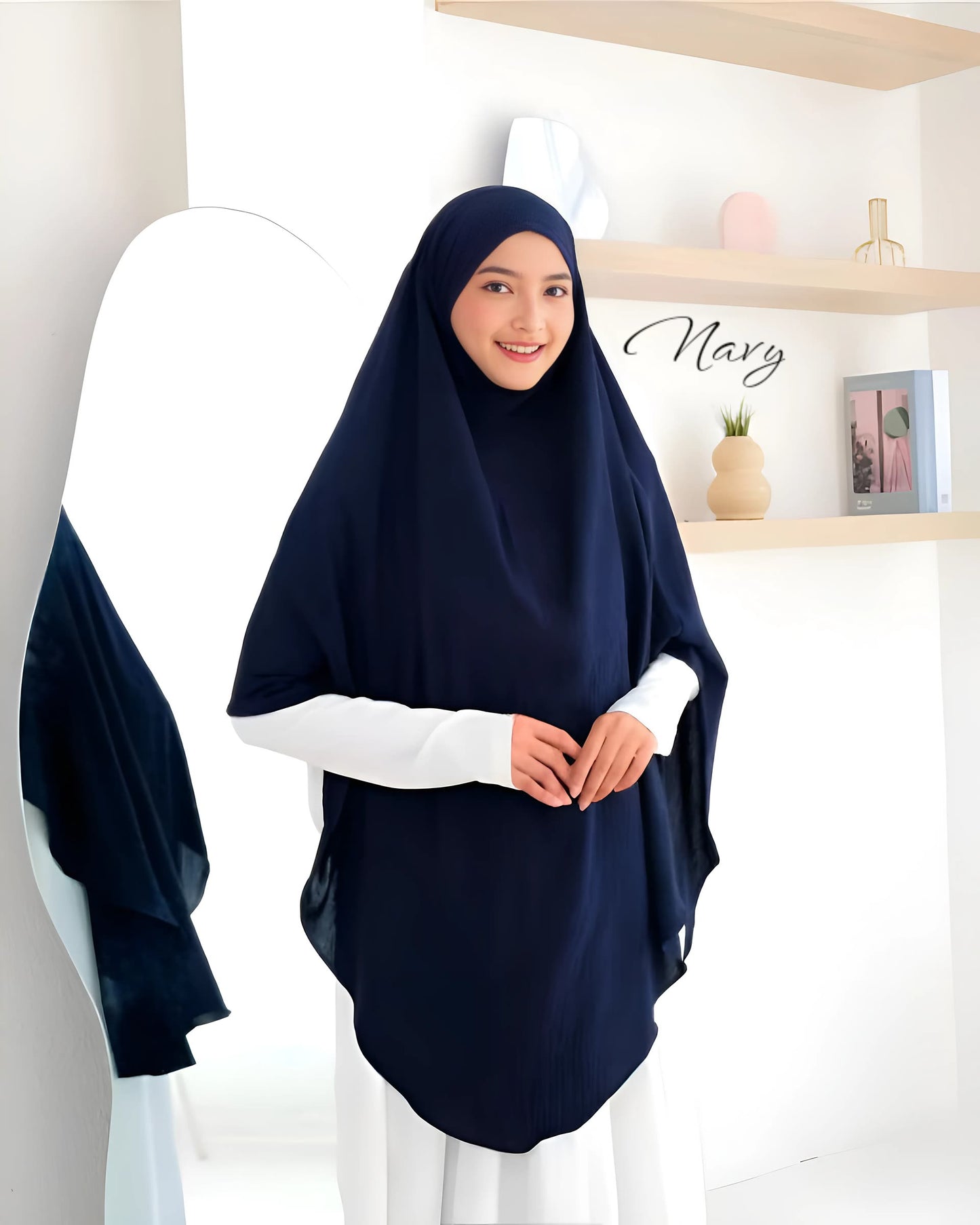 French Khimar Instant Hijab | Crinkle Airflow Modest Jilbab with Niqab | V-Cut Oval Design | Muslim Women Headwear | Daily & Prayer