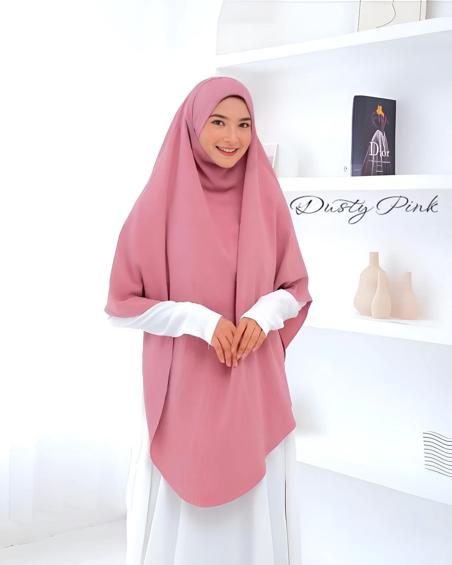 French Khimar Instant Hijab | Crinkle Airflow Modest Jilbab with Niqab | V-Cut Oval Design | Muslim Women Headwear | Daily & Prayer