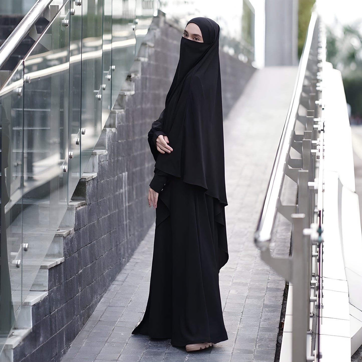 Abaya Hawra Series in Full Formal Jetblack color.