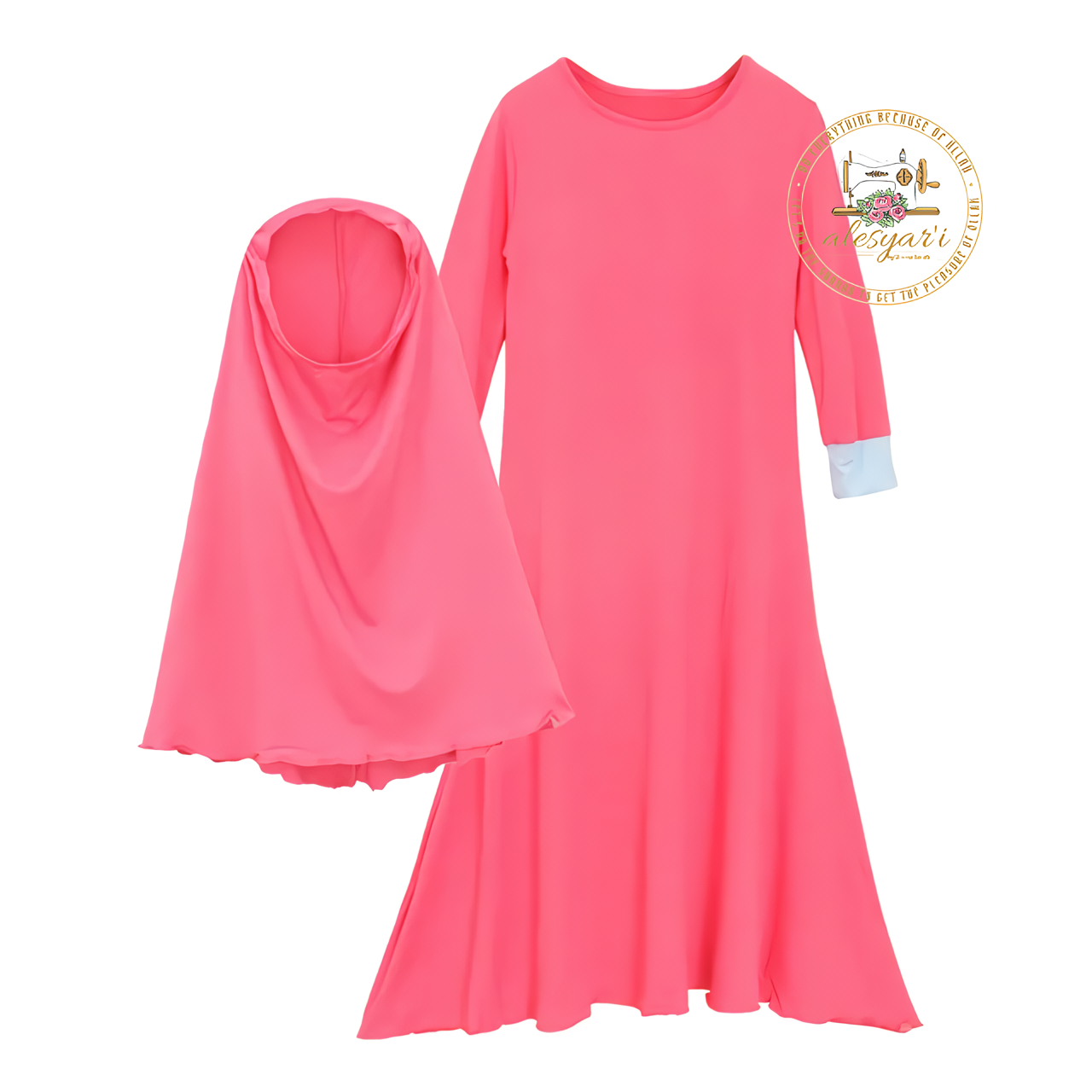 Alesyari Shop I 2-Piece Collection for Muslim Children – Girls' Prayer Dress and Hijab Abaya, Kids' Long Robe with Headscarf