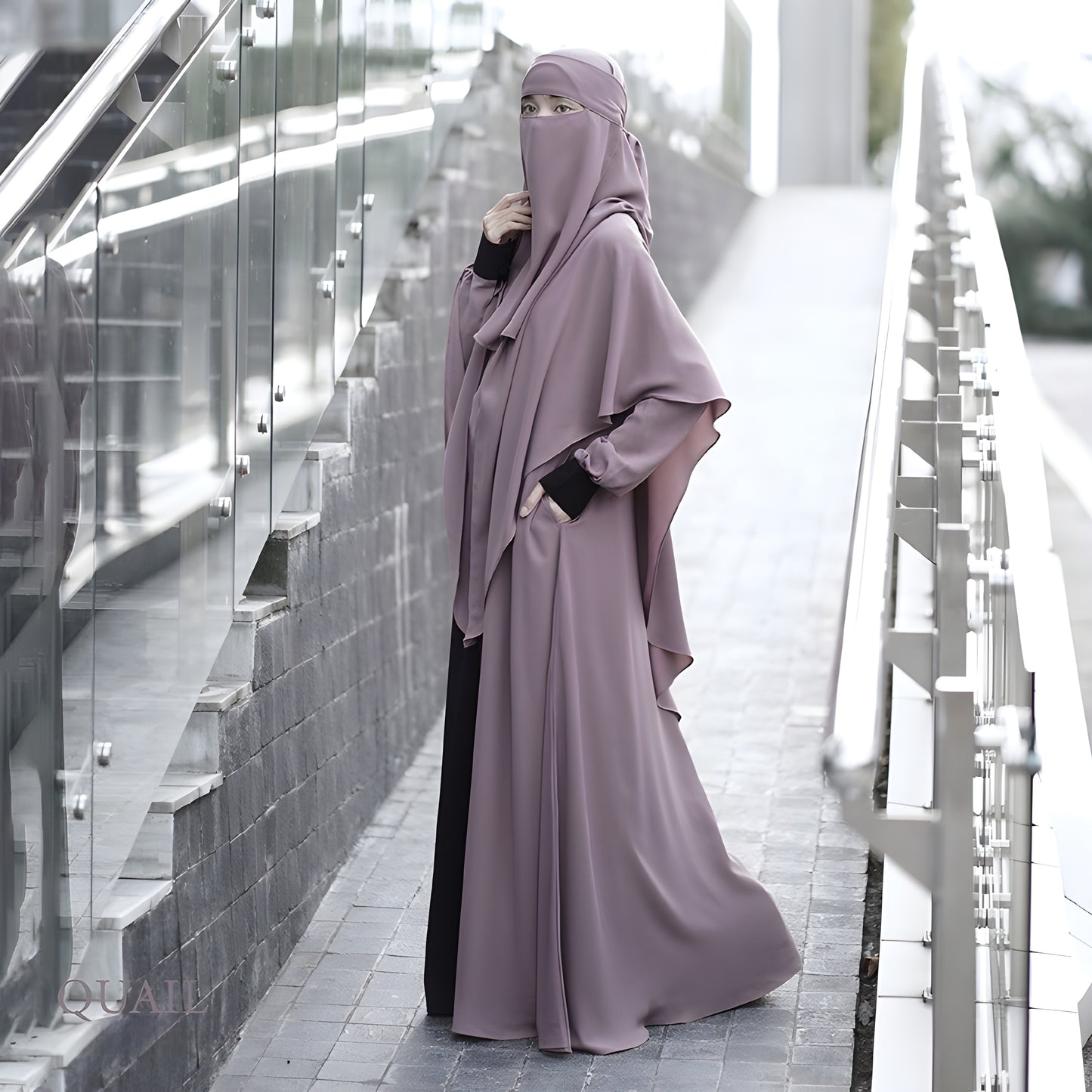 Abaya Hawra Series in Quail mix Formal Jetblack color.