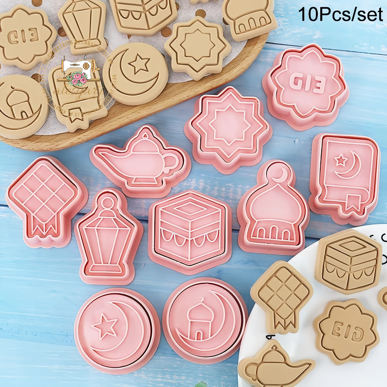 Alesyari Shop I Festive Ramadan Cookie Cutter Set for Eid Mubarak Celebrations - Create Sweet Memories with Islamic-themed Biscuit Molds