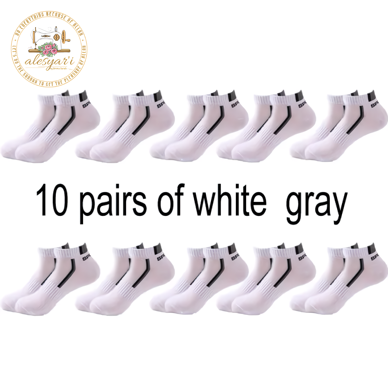 Alesyar'i I 10 Pairs of High-Quality Men's Ankle Socks: Breathable Cotton, Mesh Design, Casual Athletic Style for a Cool and Comfortable Summer