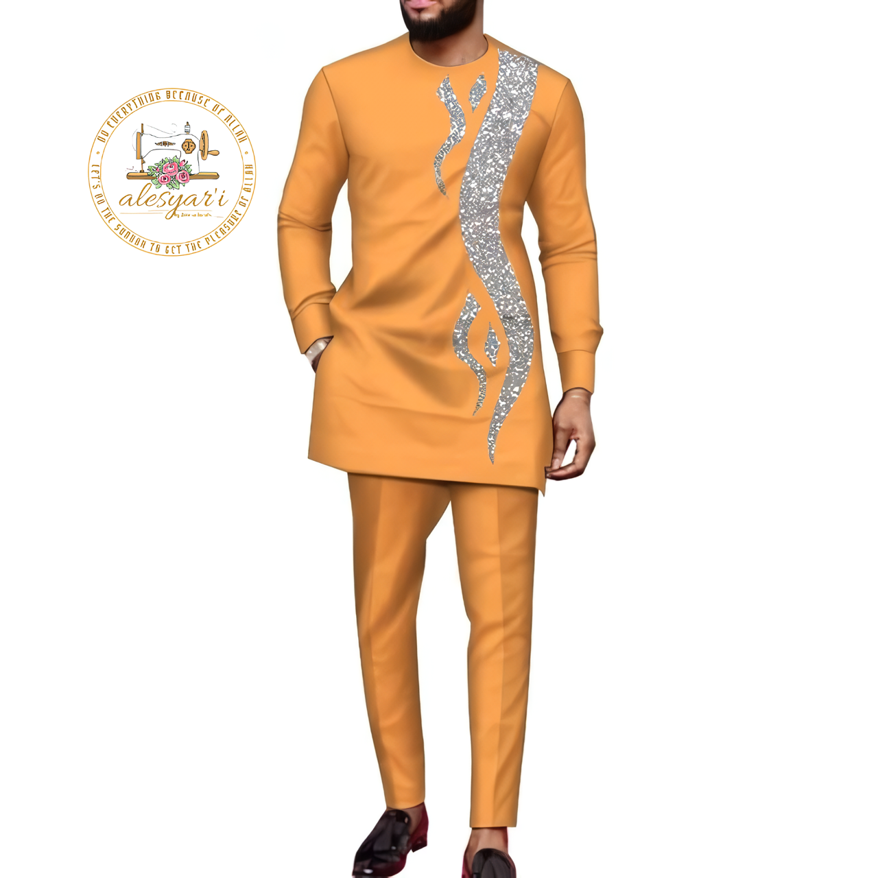 Alesyari Shop I Dashiki Men Suits with Long Sleeve Shirt and Trousers - 2-Piece Set Boubou