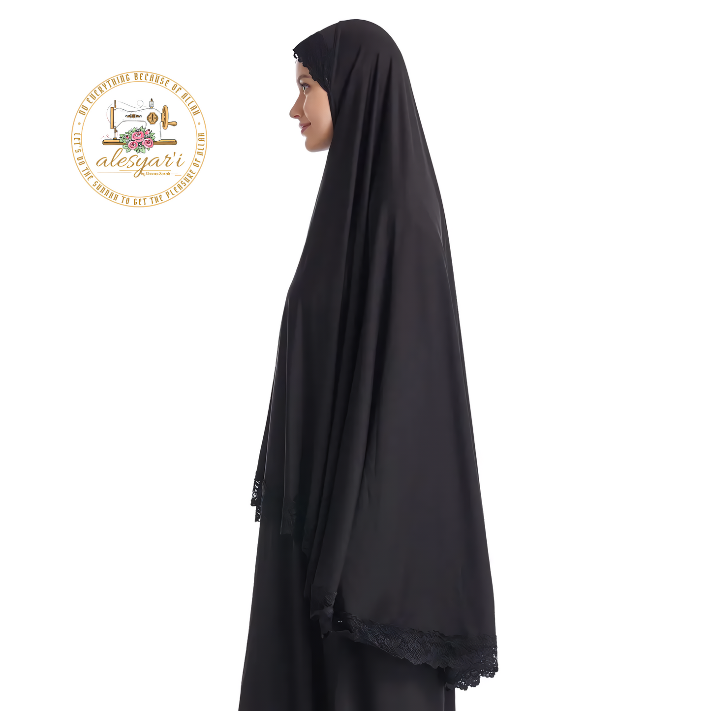 Alesyari Shop I Long Khimar Hijab for Muslim Women in Soft Solid Colors, Perfect for Ramadan and Eid Prayer