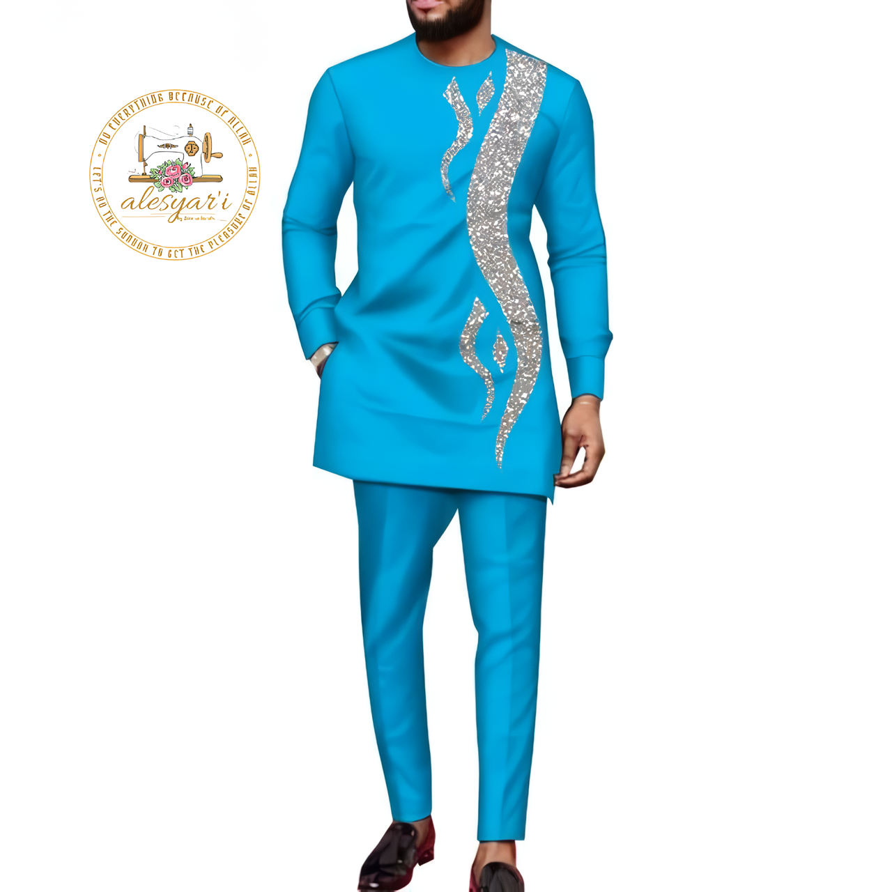 Alesyari Shop I Dashiki Men Suits with Long Sleeve Shirt and Trousers - 2-Piece Set Boubou