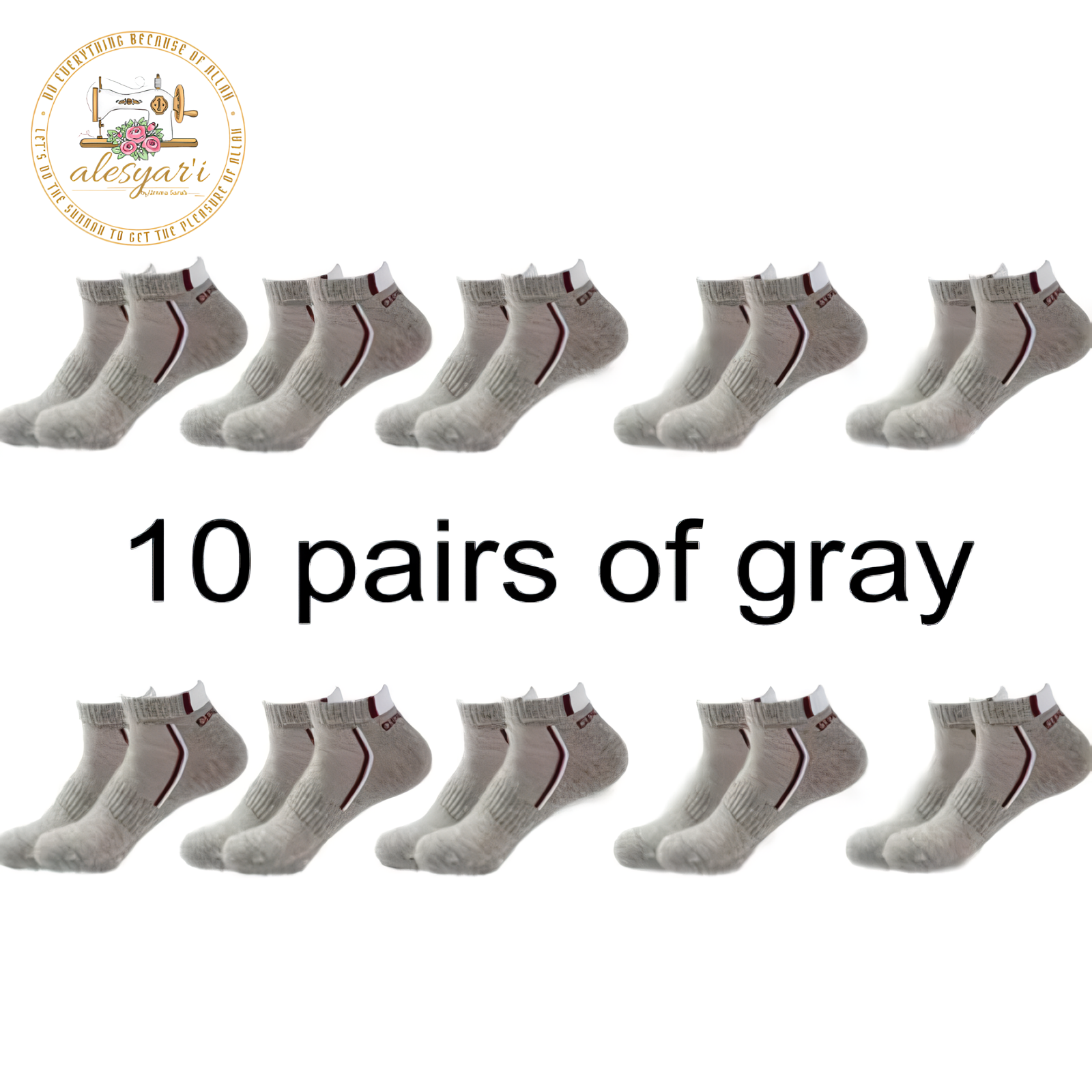 Alesyar'i I 10 Pairs of High-Quality Men's Ankle Socks: Breathable Cotton, Mesh Design, Casual Athletic Style for a Cool and Comfortable Summer