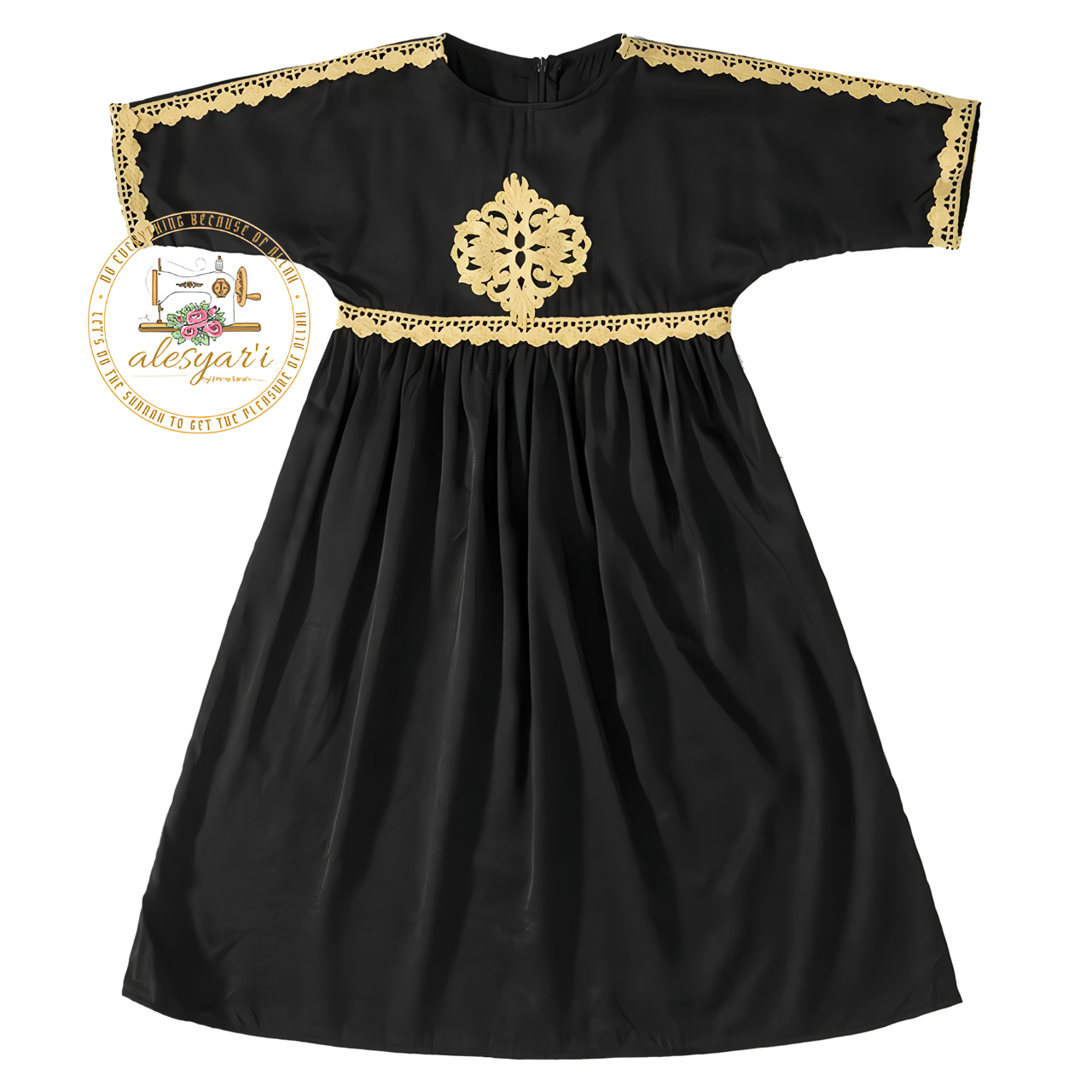 Alesyari Shop I Elegant Long Sleeve Maxi Dress for Young Girls, Ideal for Islamic Prayer and Special Occasions