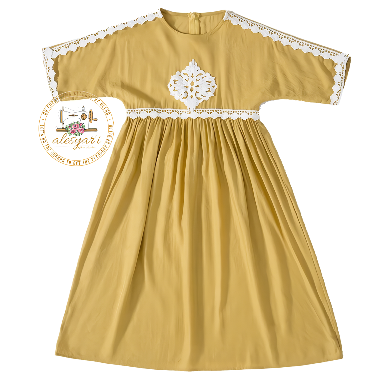 Alesyari Shop I Elegant Long Sleeve Maxi Dress for Young Girls, Ideal for Islamic Prayer and Special Occasions