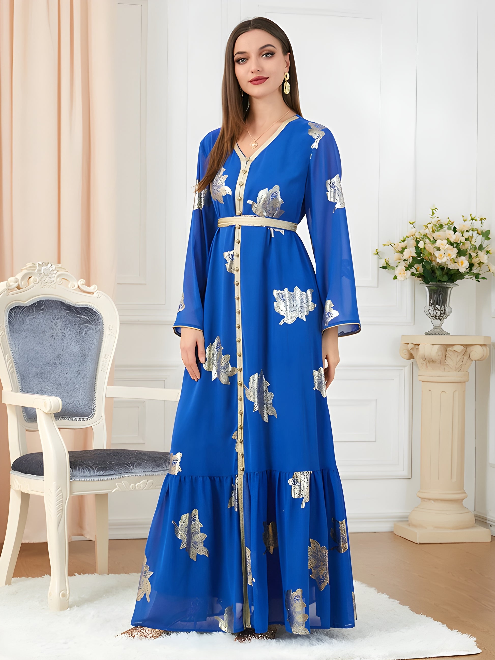 Alesyari Shop I Women's Ramadan Abaya Dress in Chiffon