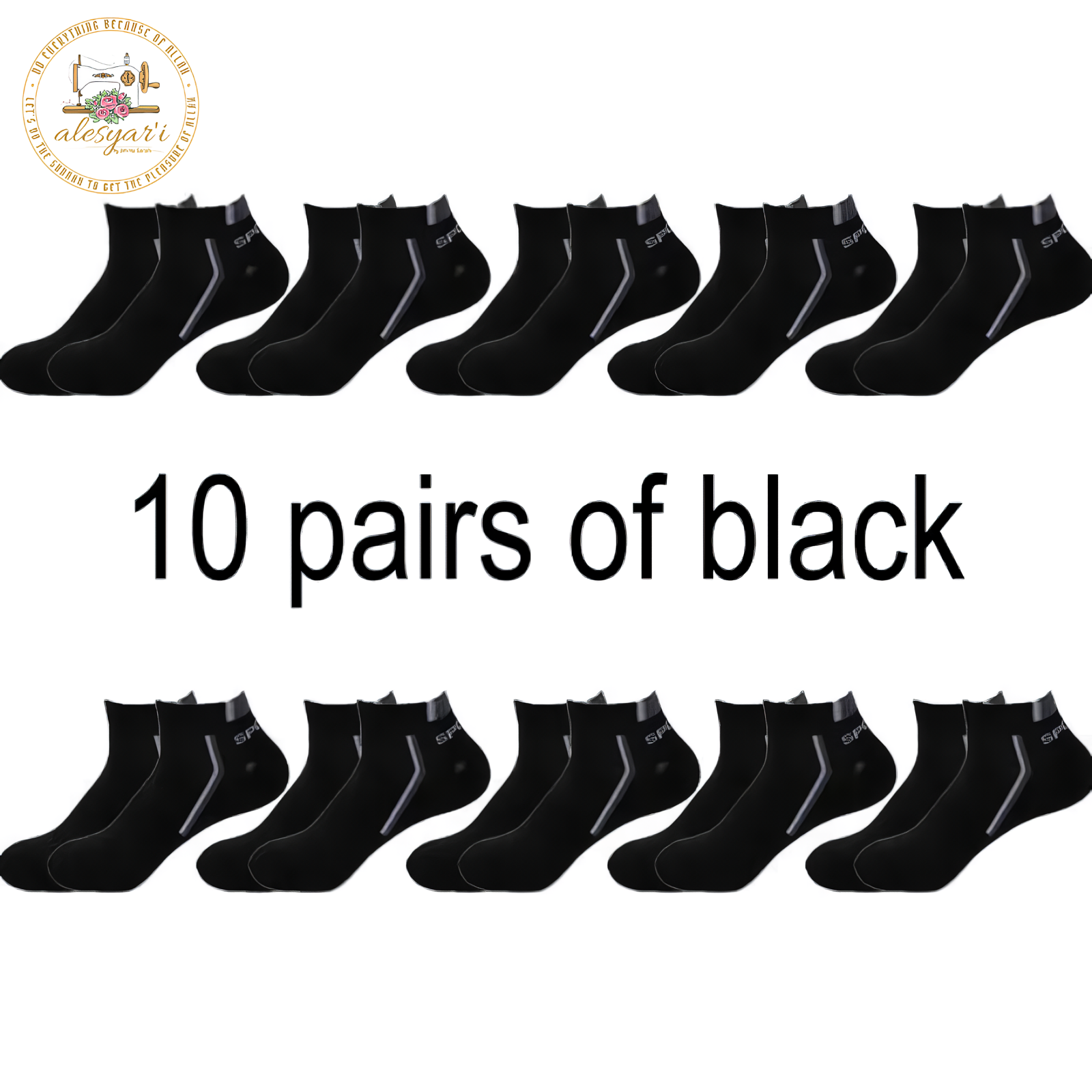 Alesyar'i I 10 Pairs of High-Quality Men's Ankle Socks: Breathable Cotton, Mesh Design, Casual Athletic Style for a Cool and Comfortable Summer