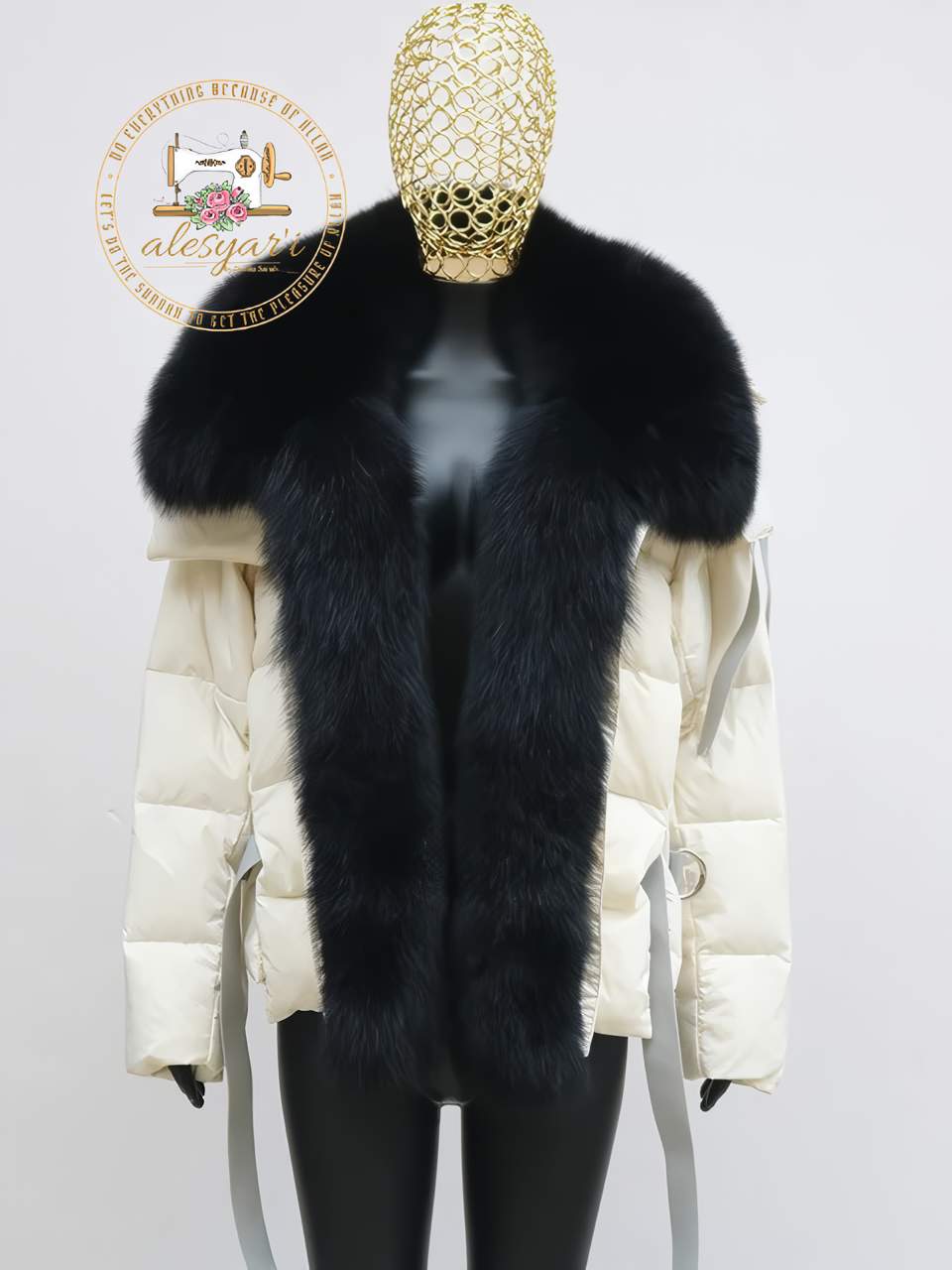 Alesyari Shop I Stylish Winter Jackets for Women with Genuine Fox Fur Collar and Goose Down Filling