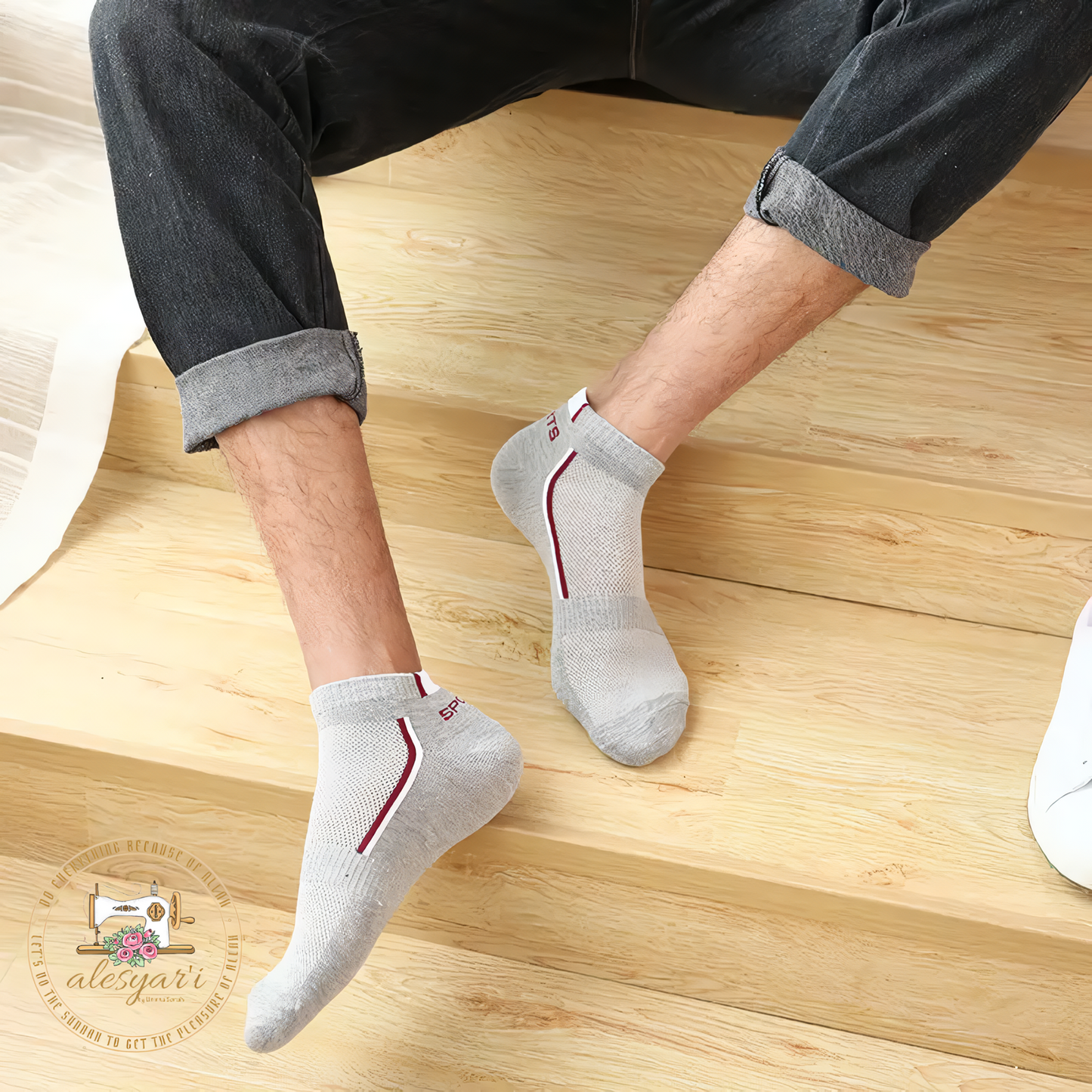 Alesyar'i I 10 Pairs of High-Quality Men's Ankle Socks: Breathable Cotton, Mesh Design, Casual Athletic Style for a Cool and Comfortable Summer