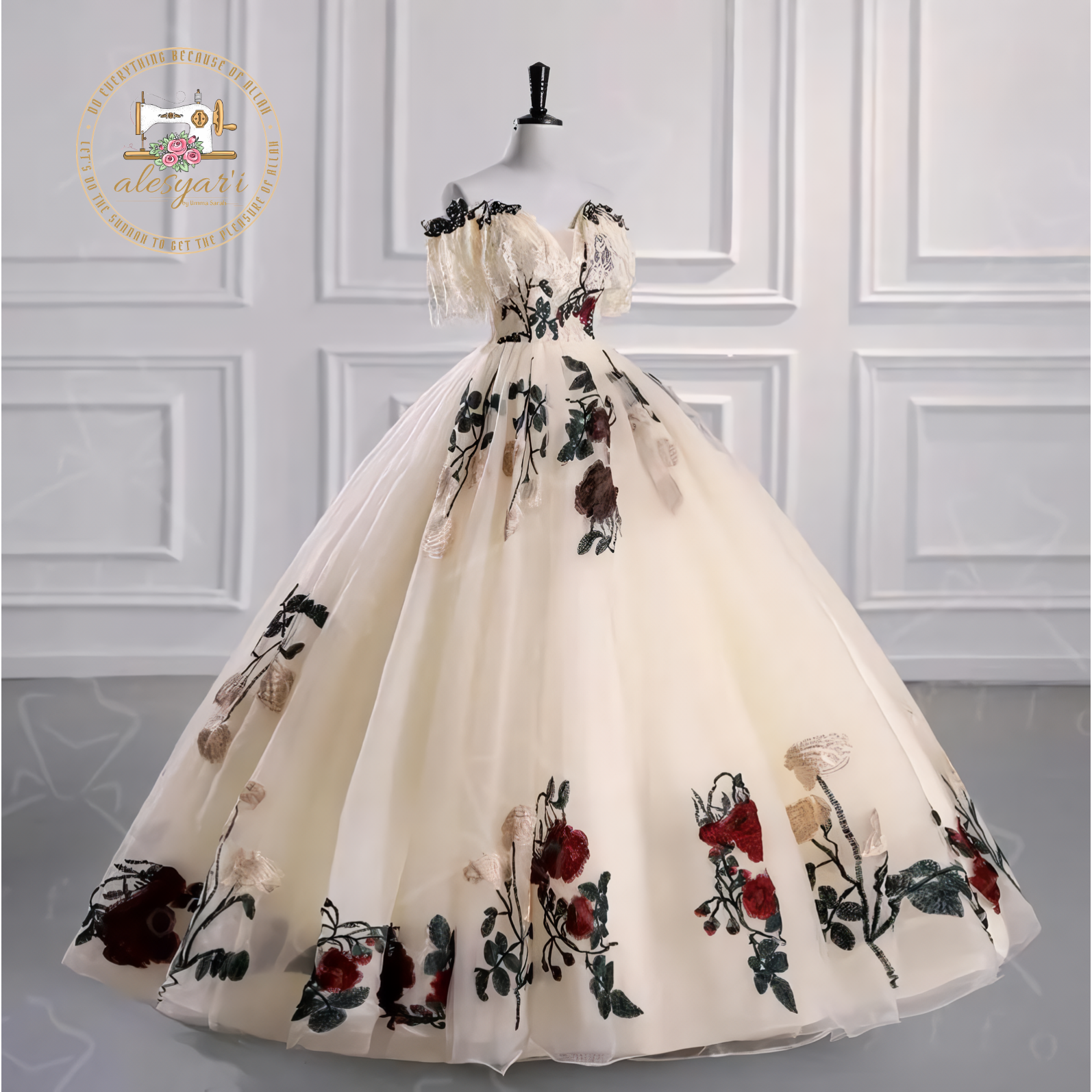 Alesyar'i I Chic Elegance: New Champagne Quinceañera Dresses with Luxury Lace, Off-The-Shoulder Prom Ball Gown, Perfect for Plus Size Quinceañera Glamour