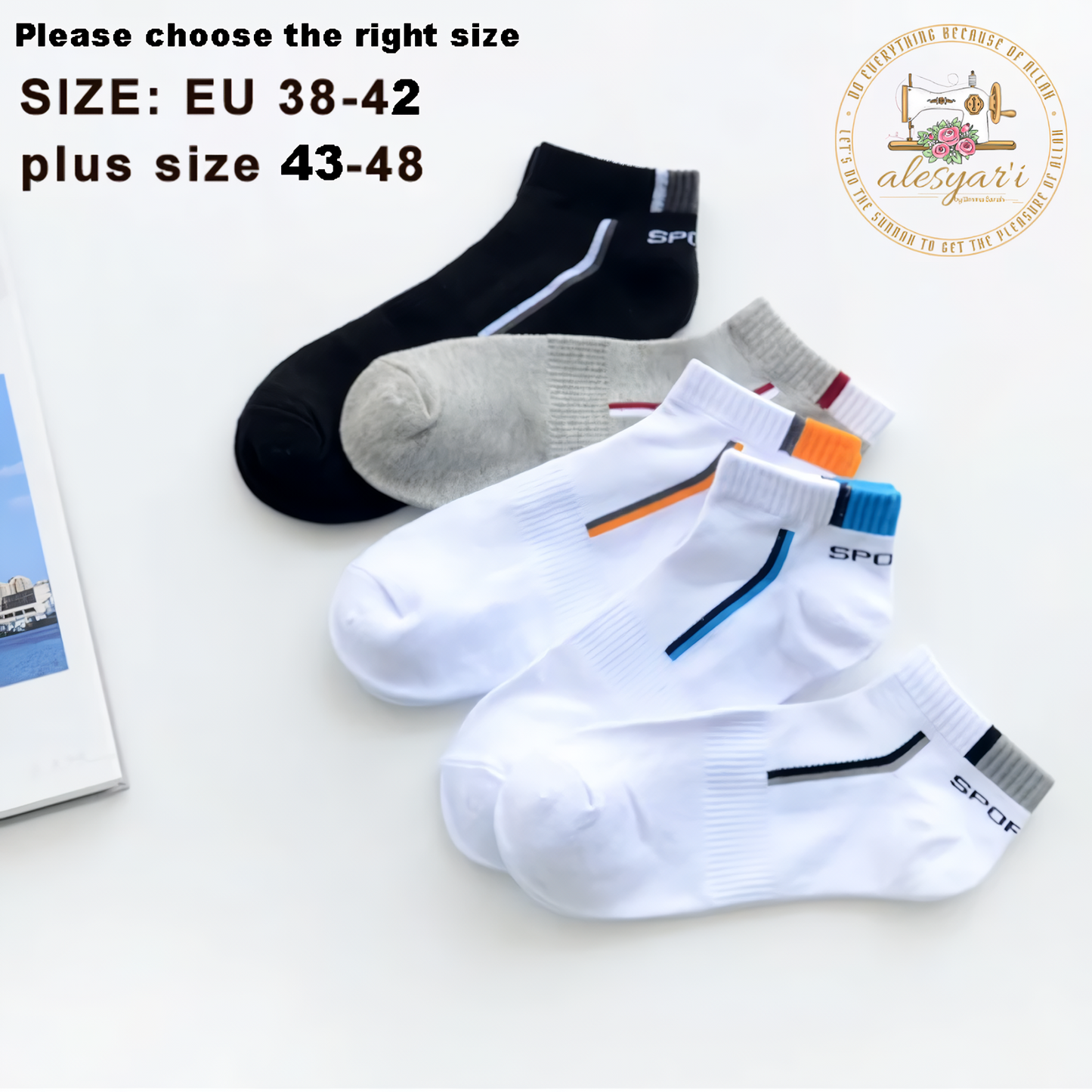 Alesyar'i I 10 Pairs of High-Quality Men's Ankle Socks: Breathable Cotton, Mesh Design, Casual Athletic Style for a Cool and Comfortable Summer