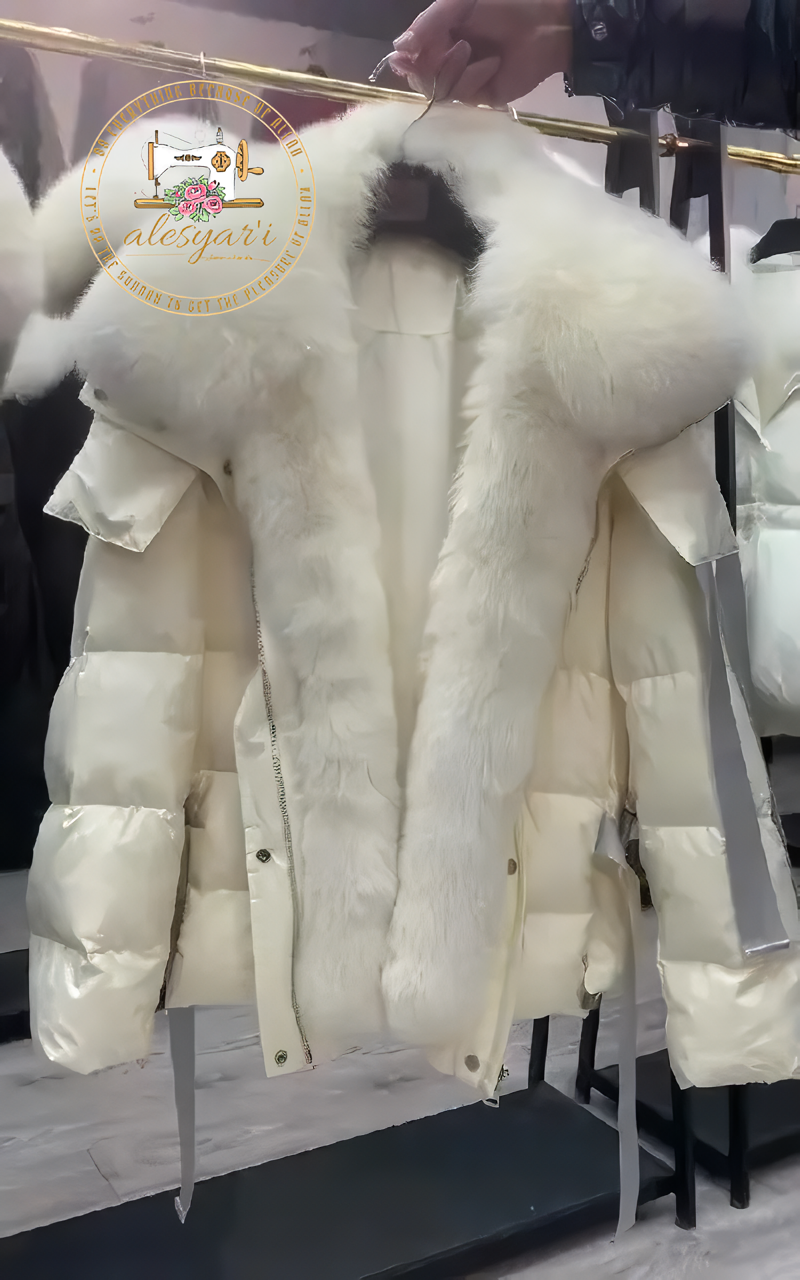 Alesyari Shop I Stylish Winter Jackets for Women with Genuine Fox Fur Collar and Goose Down Filling