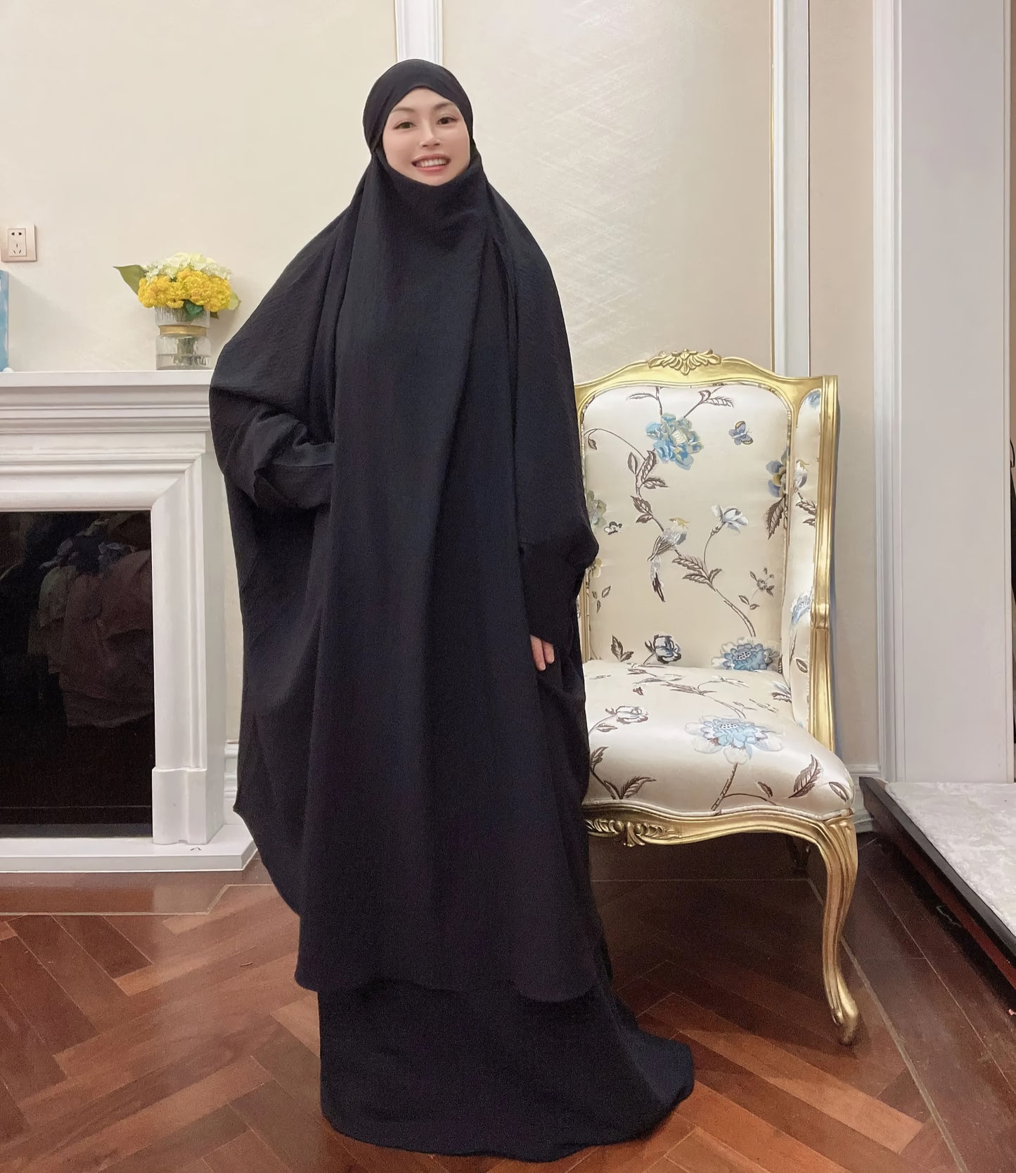 Alesyari Shop I Long Khimar Set: Muslim Abaya, Dubai Saudi Prayer Dress - 2 Pieces