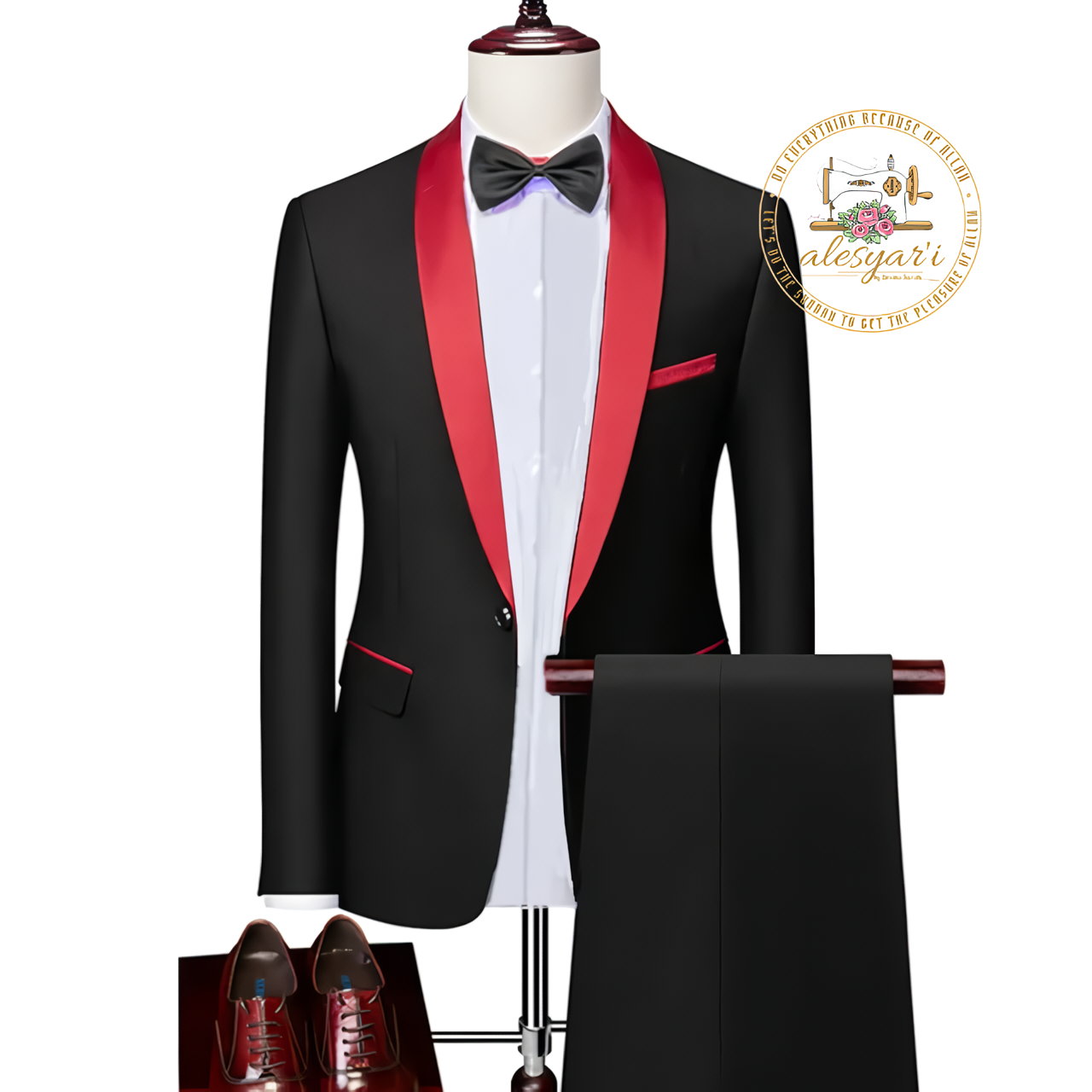 Alesyari Shop I Elevate Your Groom Style with the Perfect 3-Piece Slim Fit Tuxedo Set for Weddings