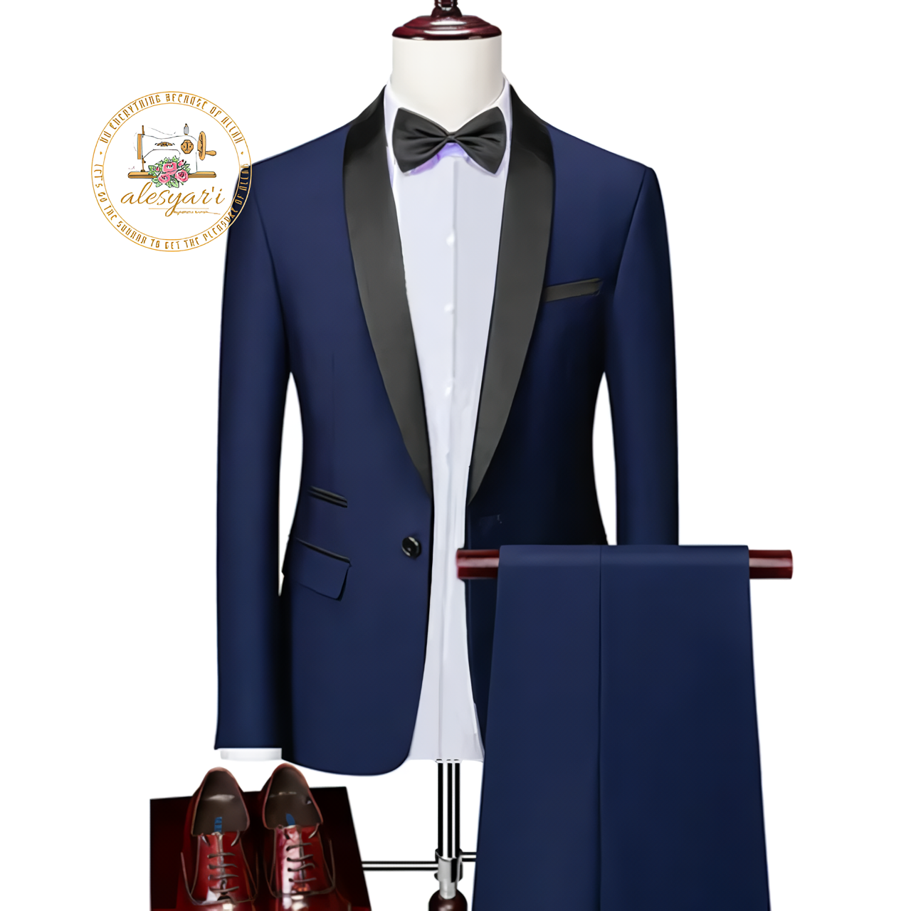 Alesyari Shop I Elevate Your Groom Style with the Perfect 3-Piece Slim Fit Tuxedo Set for Weddings