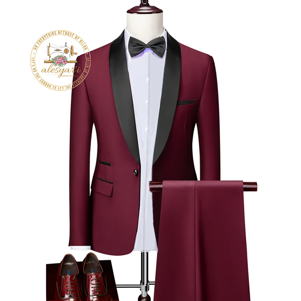 Alesyari Shop I Elevate Your Groom Style with the Perfect 3-Piece Slim Fit Tuxedo Set for Weddings