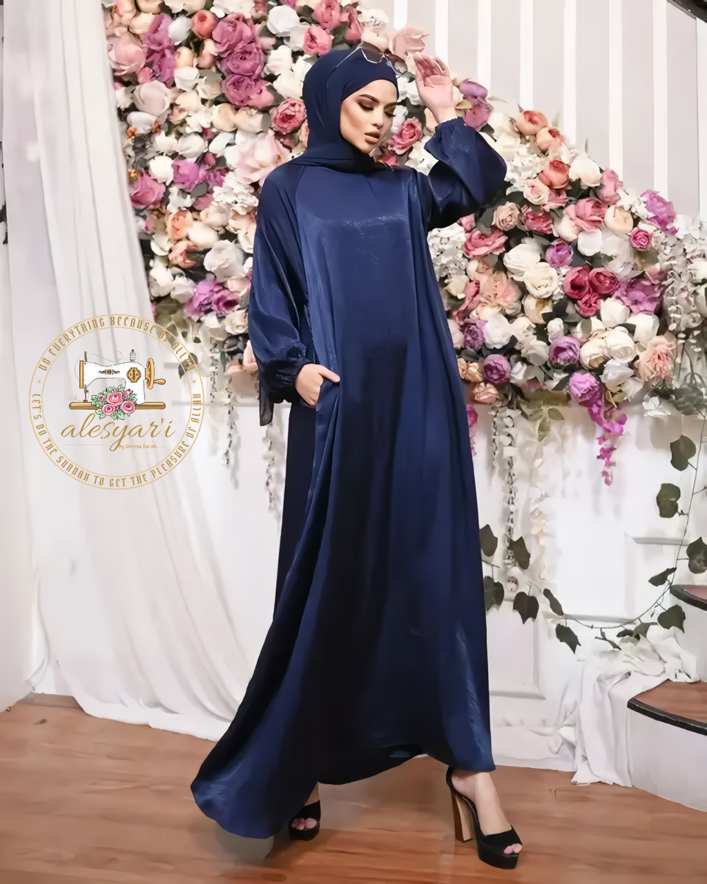 Alesyari Shop I Graceful Modesty Satin Abaya Long Dress - Elegant Formal Wear for Women