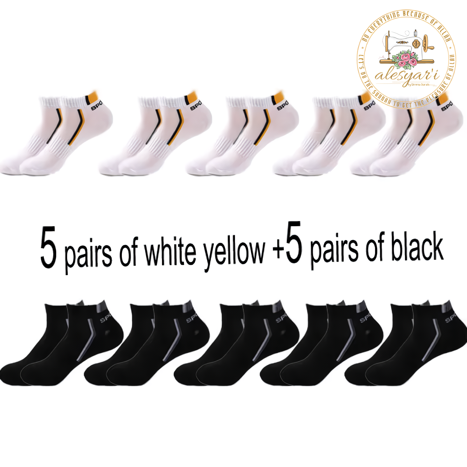 Alesyar'i I 10 Pairs of High-Quality Men's Ankle Socks: Breathable Cotton, Mesh Design, Casual Athletic Style for a Cool and Comfortable Summer