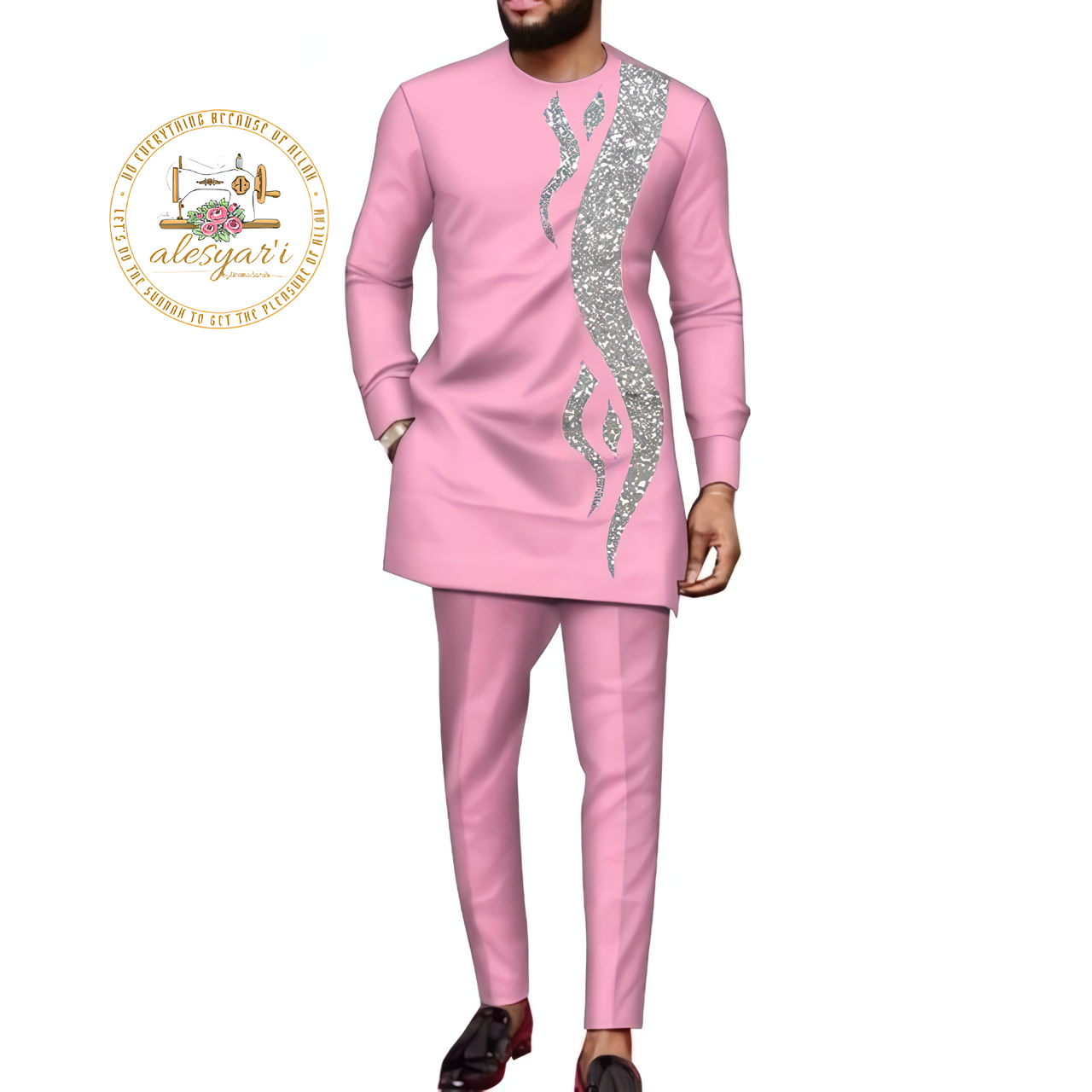 Alesyari Shop I Dashiki Men Suits with Long Sleeve Shirt and Trousers - 2-Piece Set Boubou