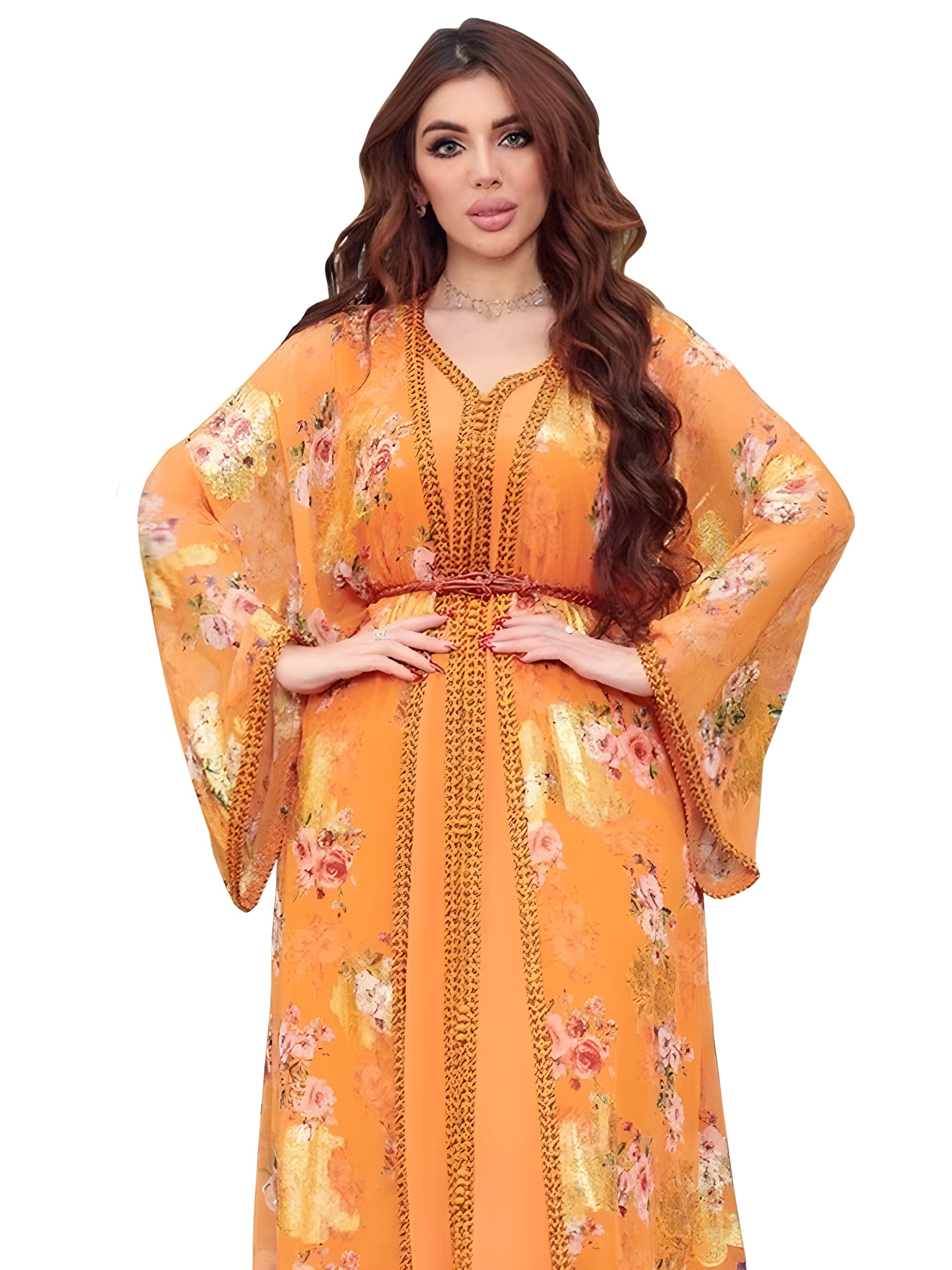 Alesyari Shop I Chiffon Print Muslim Dress: Two-Piece Ramadan Gown