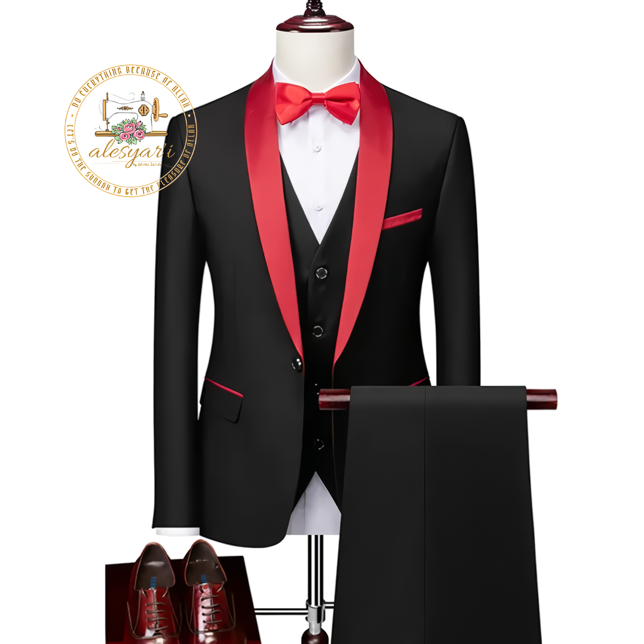 Alesyari Shop I Elevate Your Groom Style with the Perfect 3-Piece Slim Fit Tuxedo Set for Weddings