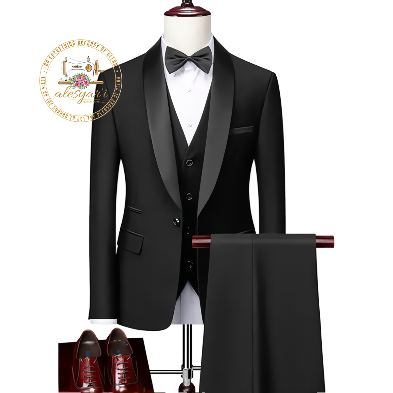 Alesyari Shop I Elevate Your Groom Style with the Perfect 3-Piece Slim Fit Tuxedo Set for Weddings