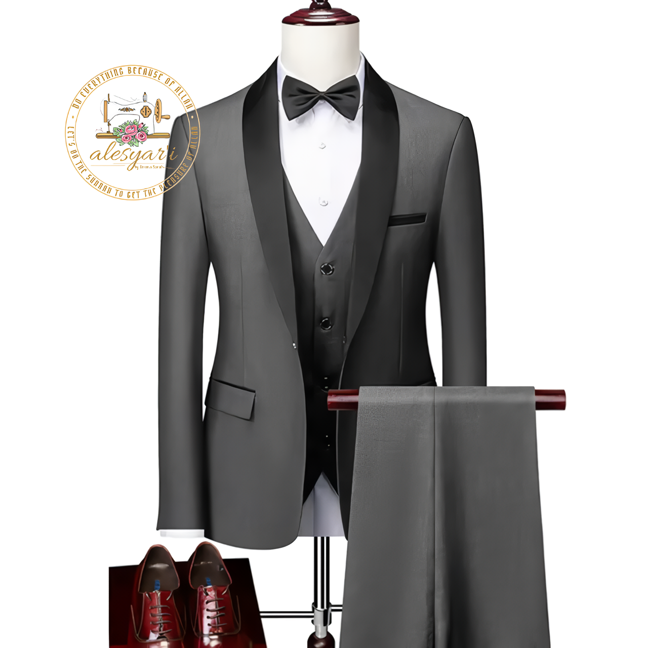 Alesyari Shop I Elevate Your Groom Style with the Perfect 3-Piece Slim Fit Tuxedo Set for Weddings