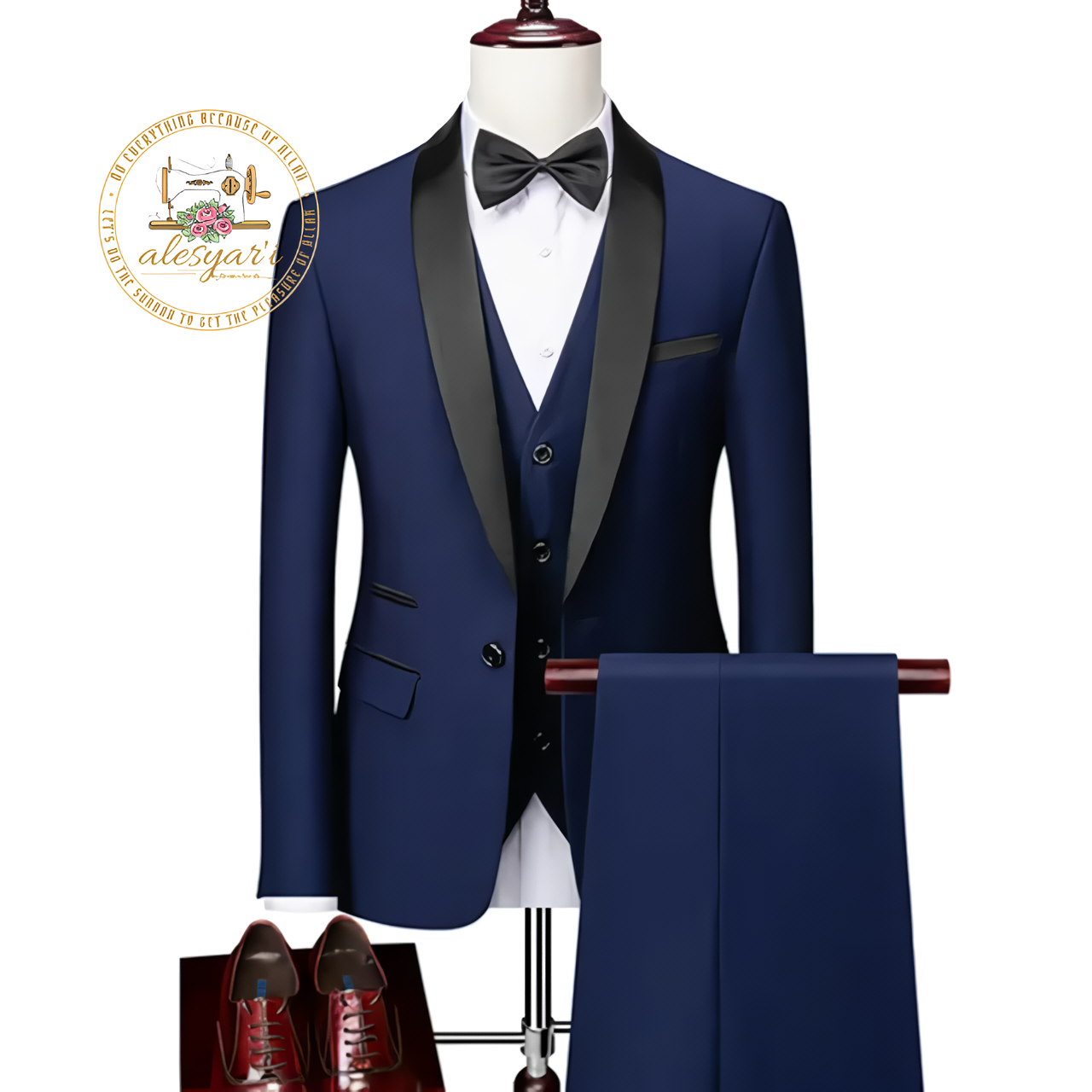 Alesyari Shop I Elevate Your Groom Style with the Perfect 3-Piece Slim Fit Tuxedo Set for Weddings