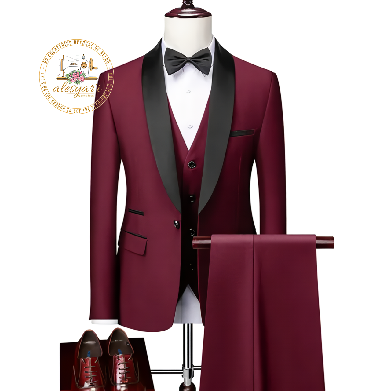 Alesyari Shop I Elevate Your Groom Style with the Perfect 3-Piece Slim Fit Tuxedo Set for Weddings