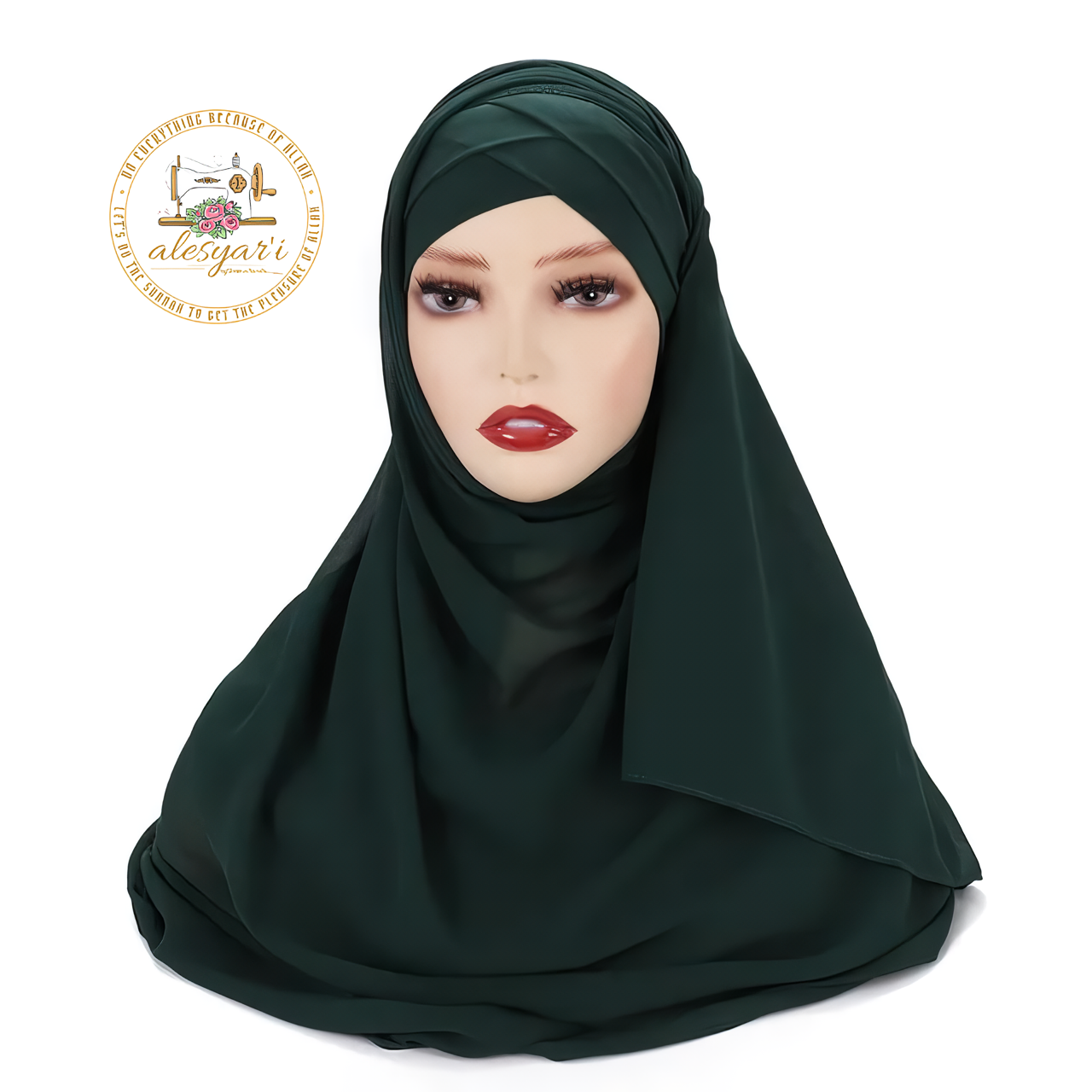 Alesyari Shop I Chiffon Hijab Scarf Sets with Stylish Cross Jersey Caps for Instant Chic Hijab Styles