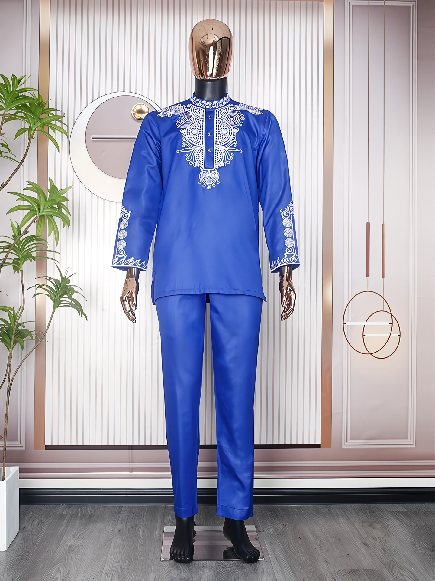 African Men's Dashiki 2-Piece Outfit Set: Stylish Riche Clothing with Shirt and Trouser