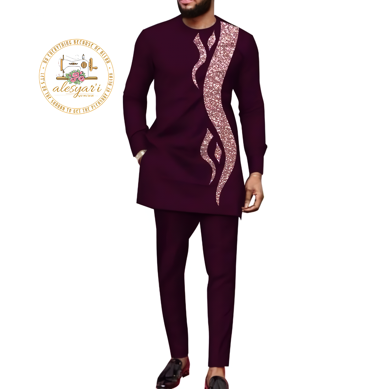 Alesyari Shop I Dashiki Men Suits with Long Sleeve Shirt and Trousers - 2-Piece Set Boubou