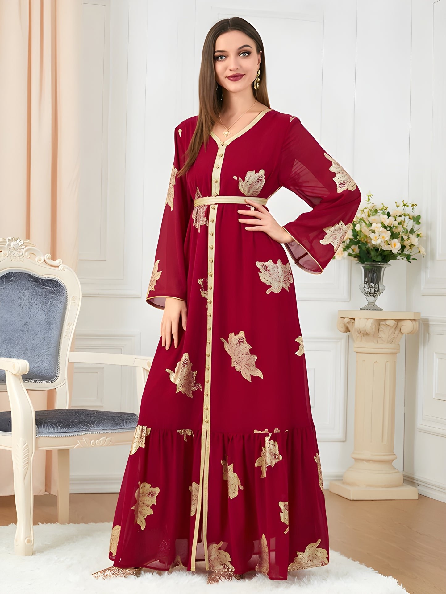 Alesyari Shop I Women's Ramadan Abaya Dress in Chiffon