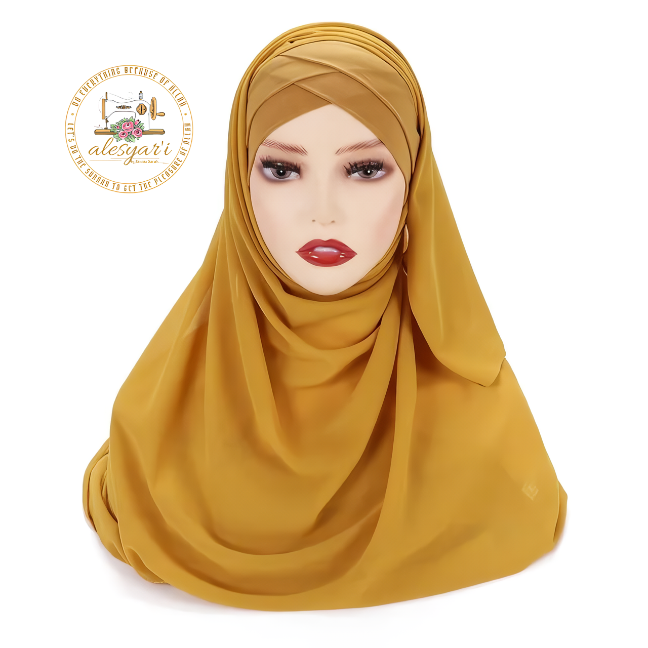 Alesyari Shop I Chiffon Hijab Scarf Sets with Stylish Cross Jersey Caps for Instant Chic Hijab Styles