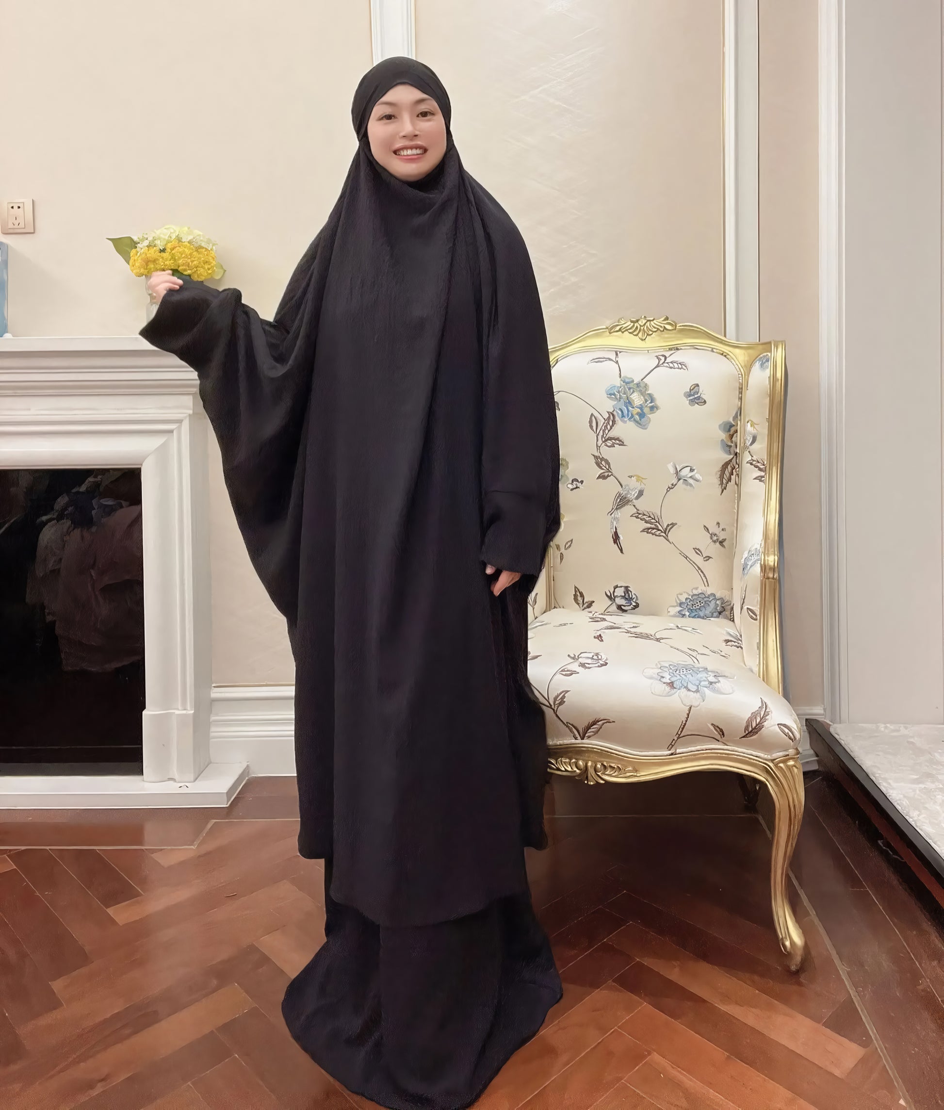 Alesyari Shop I Long Khimar Set: Muslim Abaya, Dubai Saudi Prayer Dress - 2 Pieces