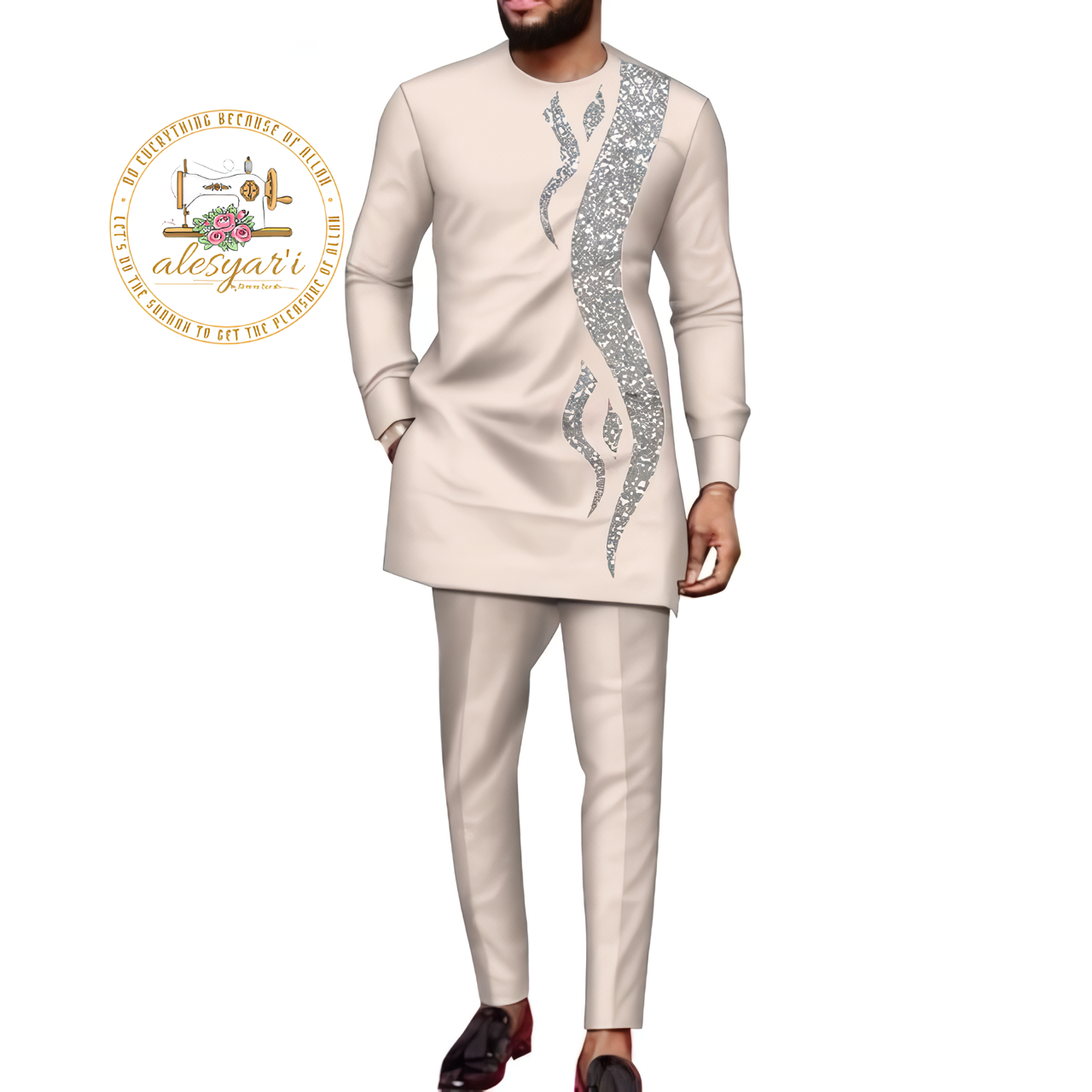 Alesyari Shop I Dashiki Men Suits with Long Sleeve Shirt and Trousers - 2-Piece Set Boubou