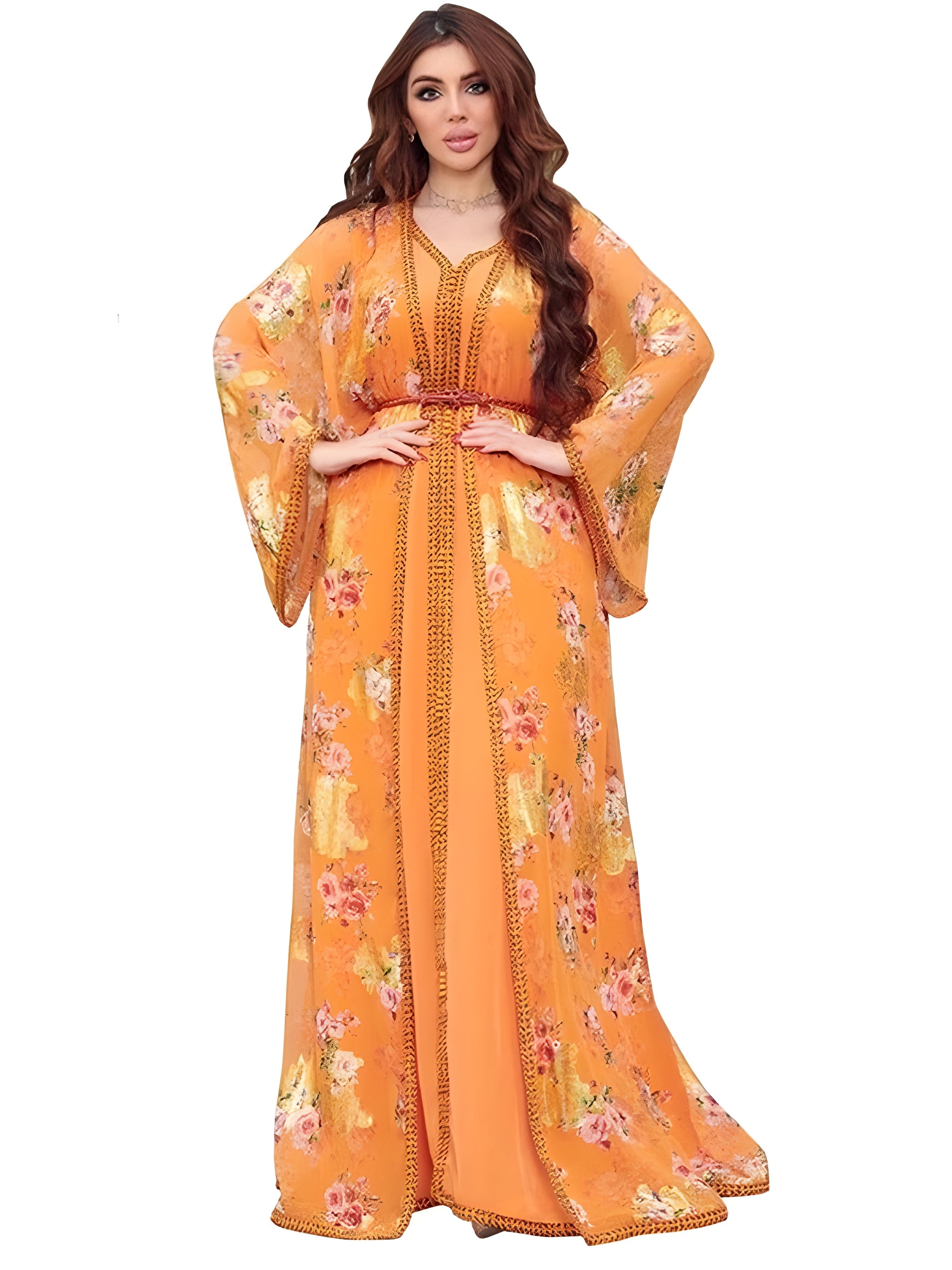 Alesyari Shop I Chiffon Print Muslim Dress: Two-Piece Ramadan Gown