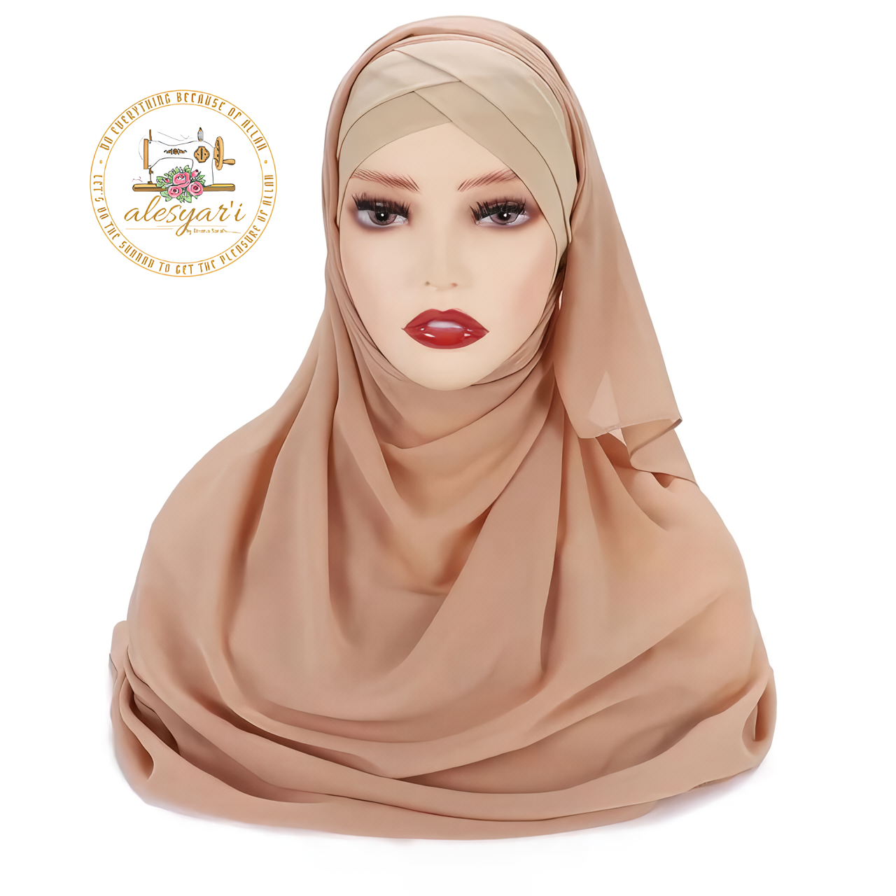 Alesyari Shop I Chiffon Hijab Scarf Sets with Stylish Cross Jersey Caps for Instant Chic Hijab Styles