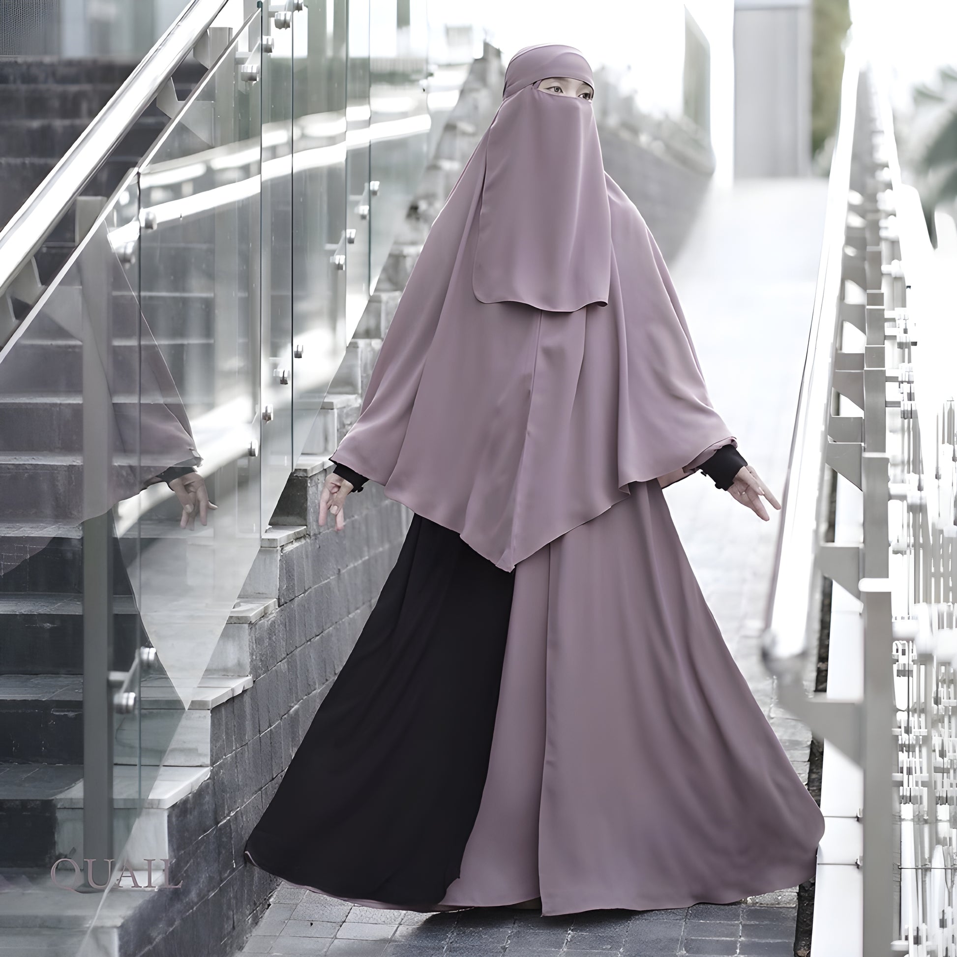 Abaya Hawra Series in Quail mix Formal Jetblack color.