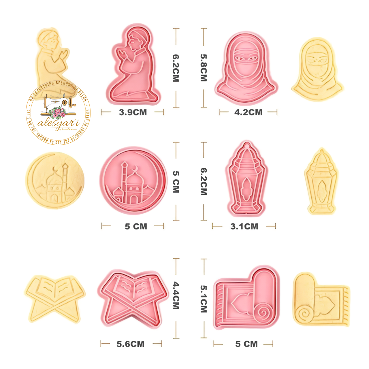 Alesyari Shop I Festive Ramadan Cookie Cutter Set for Eid Mubarak Celebrations - Create Sweet Memories with Islamic-themed Biscuit Molds