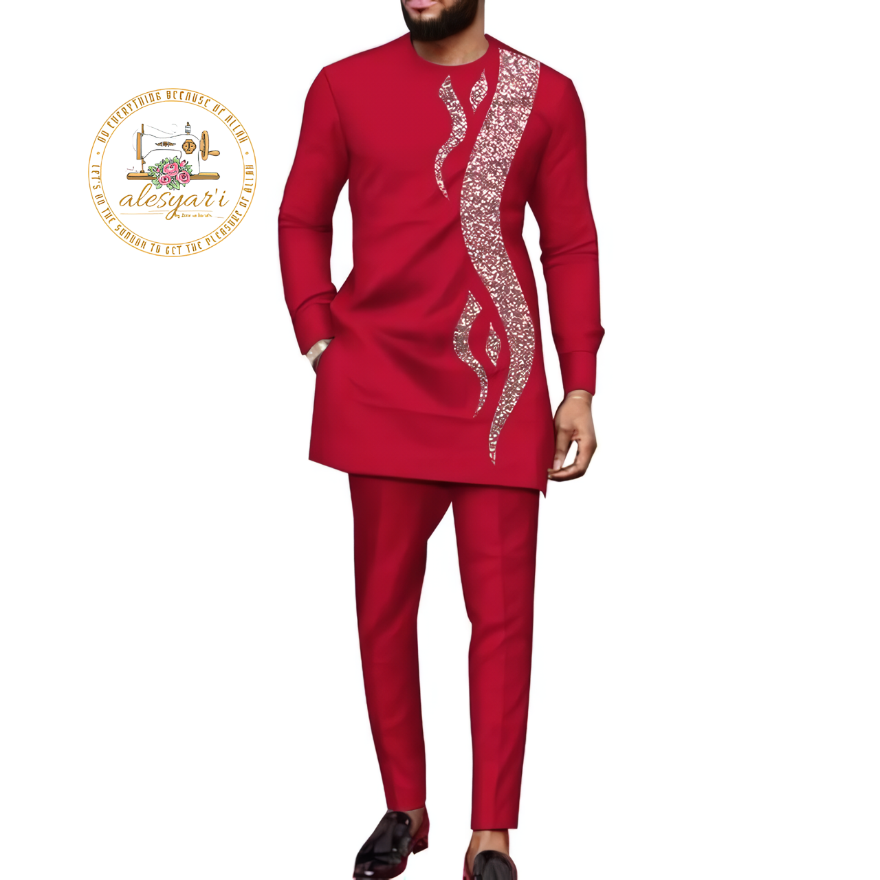 Alesyari Shop I Dashiki Men Suits with Long Sleeve Shirt and Trousers - 2-Piece Set Boubou