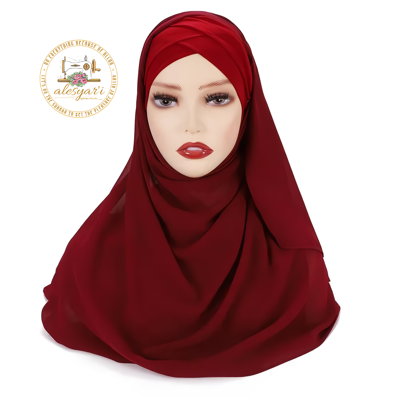 Alesyari Shop I Chiffon Hijab Scarf Sets with Stylish Cross Jersey Caps for Instant Chic Hijab Styles