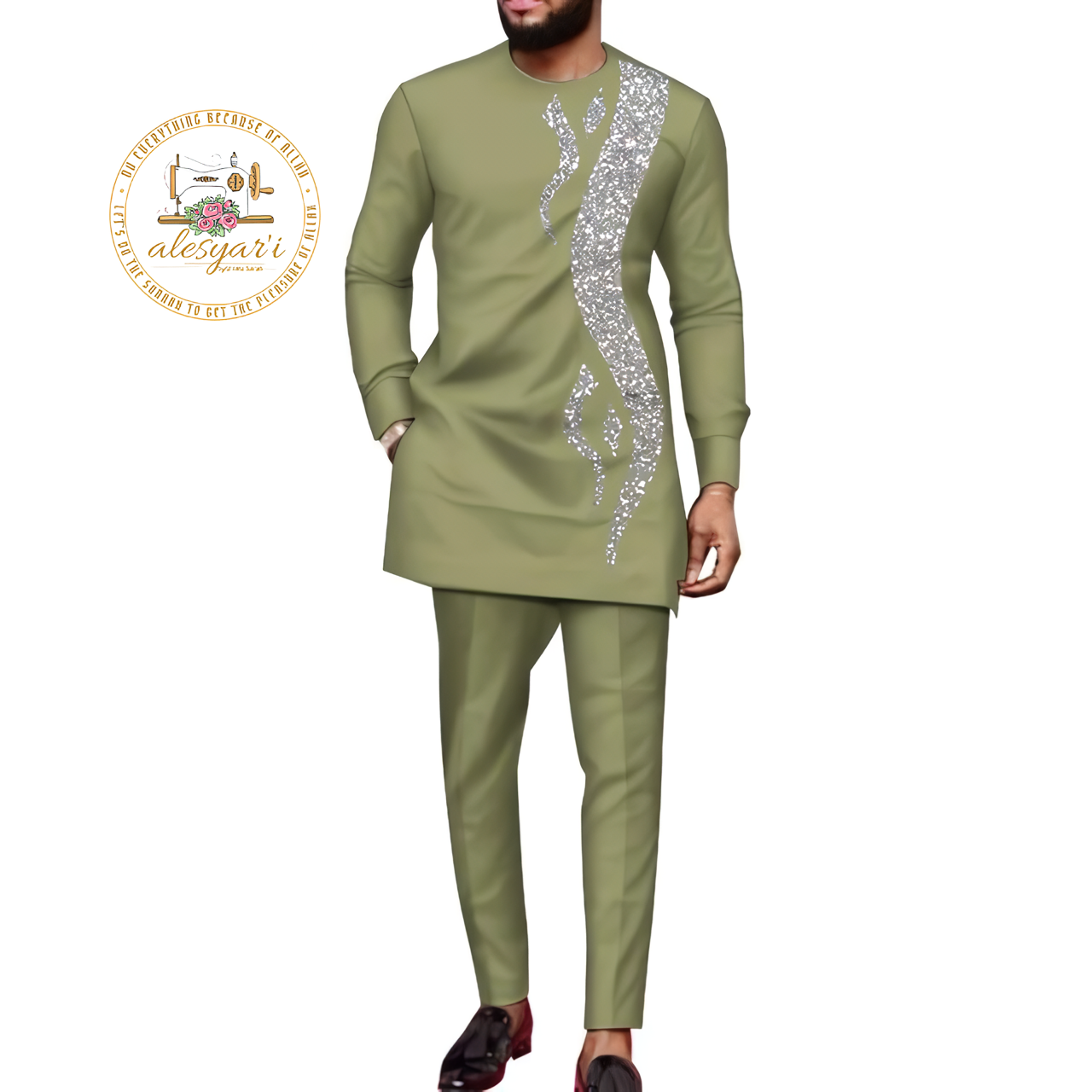 Alesyari Shop I Dashiki Men Suits with Long Sleeve Shirt and Trousers - 2-Piece Set Boubou