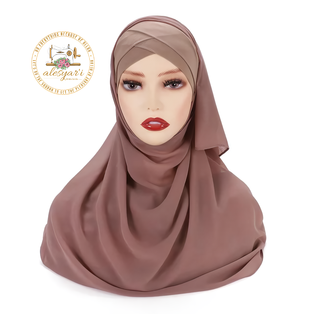 Alesyari Shop I Chiffon Hijab Scarf Sets with Stylish Cross Jersey Caps for Instant Chic Hijab Styles