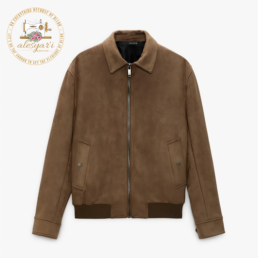 Alesyar'i Shop I Urban Elegance: Stylish Men's Suede Zipper Jacket with Casual Lapel - Elevate Your Fashion Game